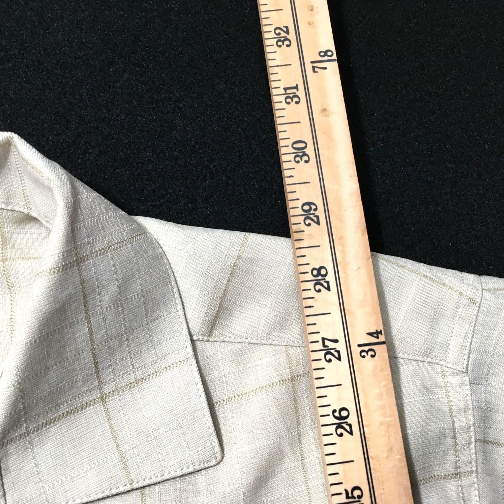 Hudson Hudson River Button-Up Shirt Beige Plaid Short Sleeve Polyester Pocket Men's M Shirt Size US M / EU 48-50 / 2 - 6 Thumbnail