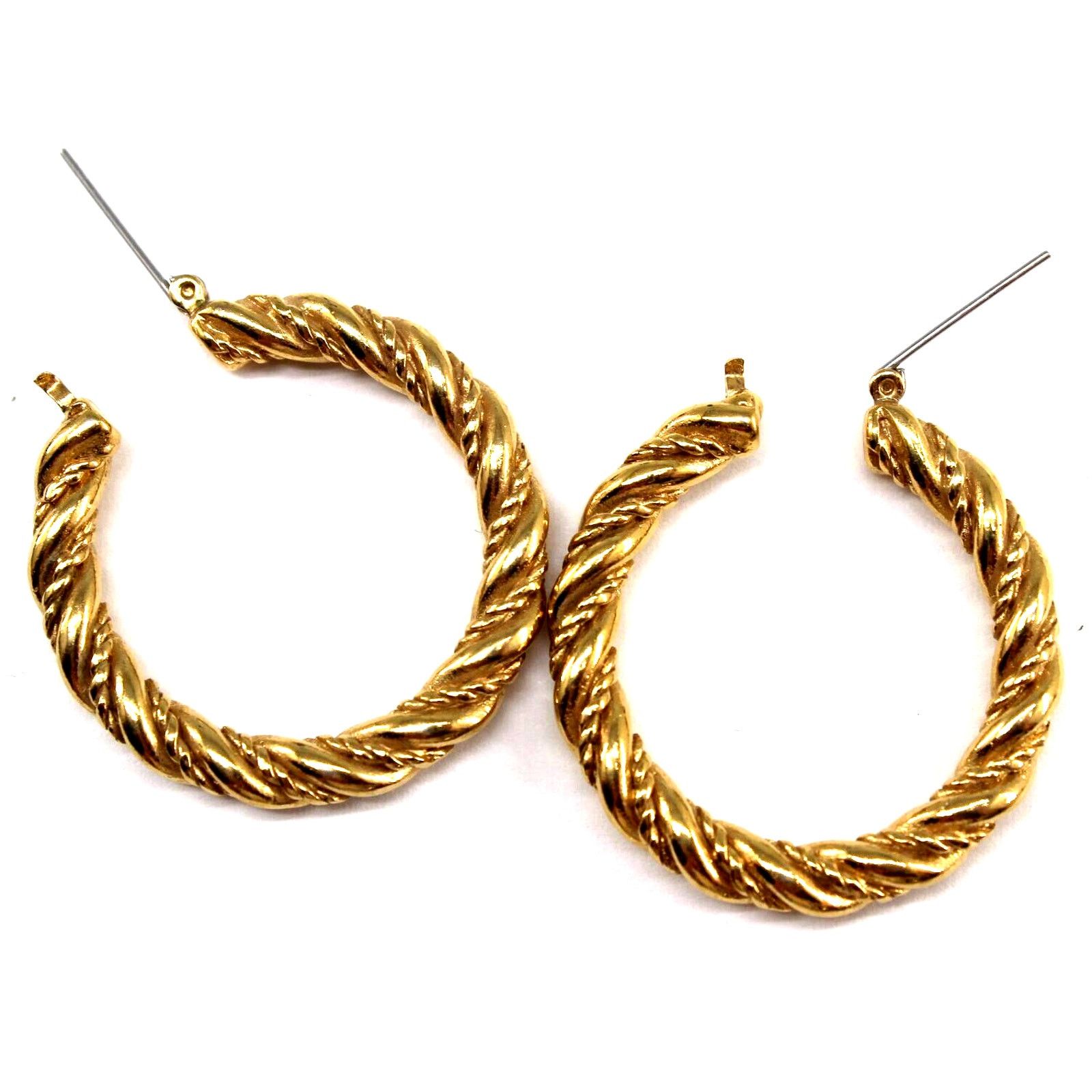 Other Goldtone Classic Textured Hoop Earrings • 1.25" • Pierced Size ONE SIZE - 3 Thumbnail