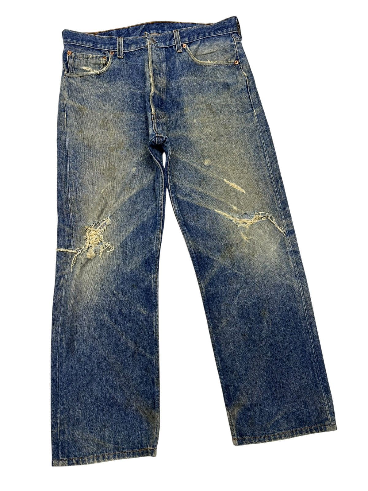 Kapital Vintage Levis 501xx Destroyed Denim Jean Made in USA 🇺🇸 Size US 34 / EU 50 - 3 Thumbnail