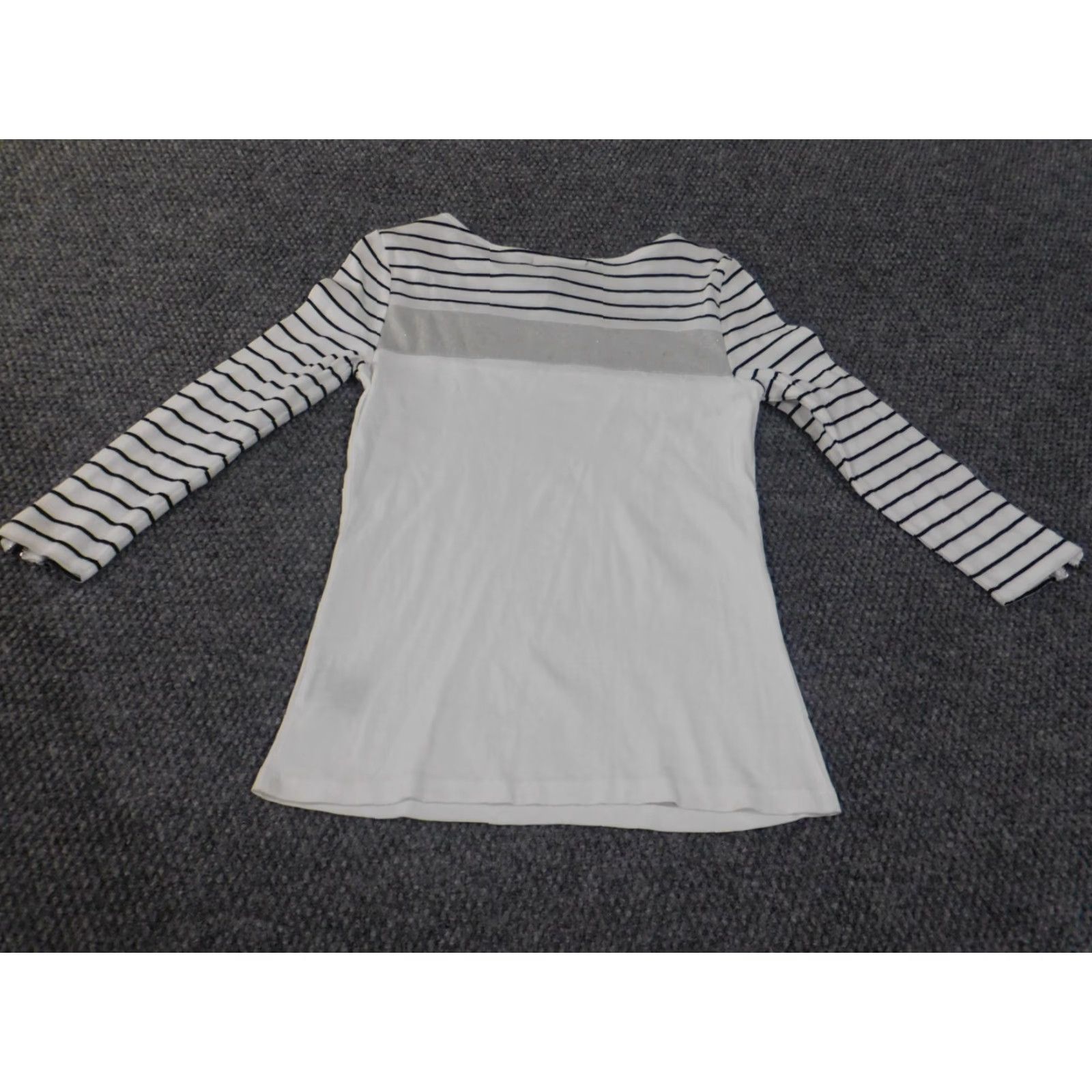 Ralph Lauren Lauren Ralph Lauren Blouse Womens Small White Striped Knit Cotton Zip Round Neck Casual Long Sleeve Regular Fit Geometric Pattern Size S / US 4 / IT 40 - 7 Thumbnail