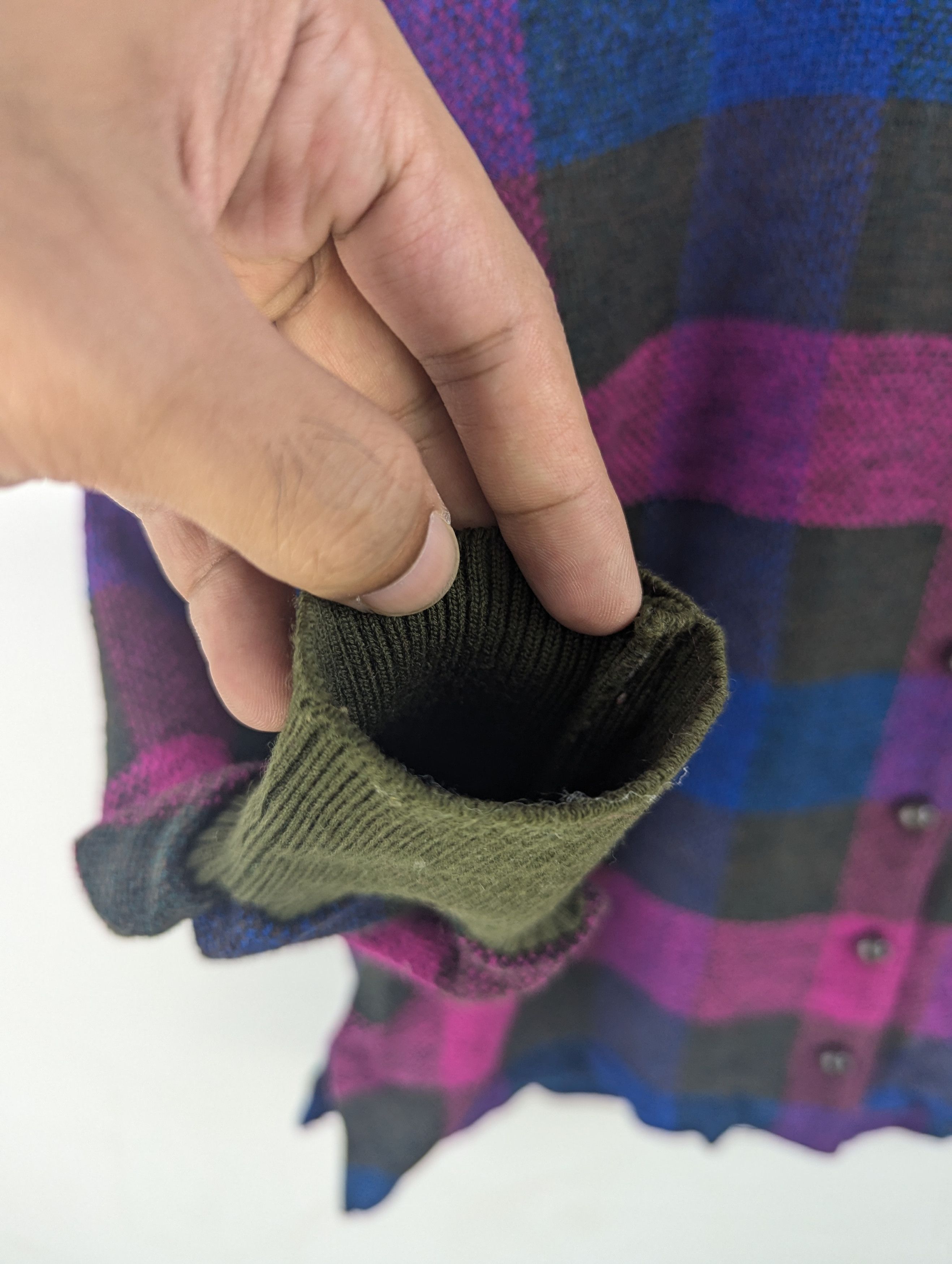 Japanese Brand × Vintage Vintage 1990s Wool Shirt Button Up Long Sleeve Checkered Size M / US 6-8 / IT 42-44 - 5 Thumbnail