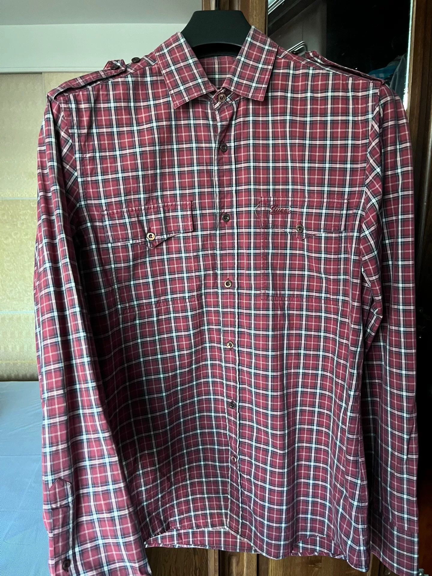 Japanese Brand Gucci Slim Fit Checkered Shirt Size US M / EU 48-50 / 2 - 1 Thumbnail