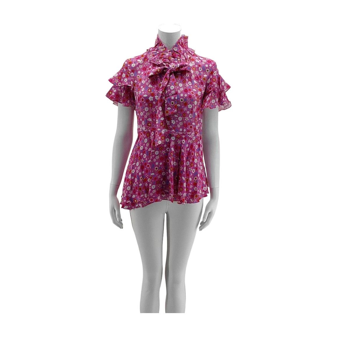 Balenciaga Balenciaga Floral Print Tie-Neck Blouse Size 36 Size XS / US 0-2 / IT 36-38 - 1 Thumbnail