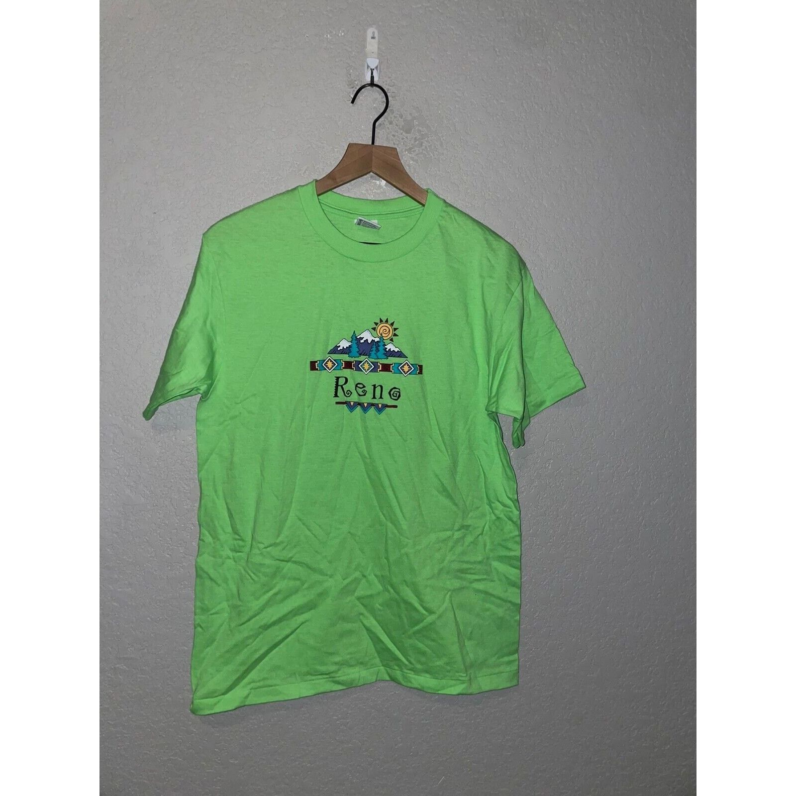 Anvil Vintage Reno Shirt Mountain Green Tee 90s VTG Anvil Medium Size US M / EU 48-50 / 2 - 1 Thumbnail