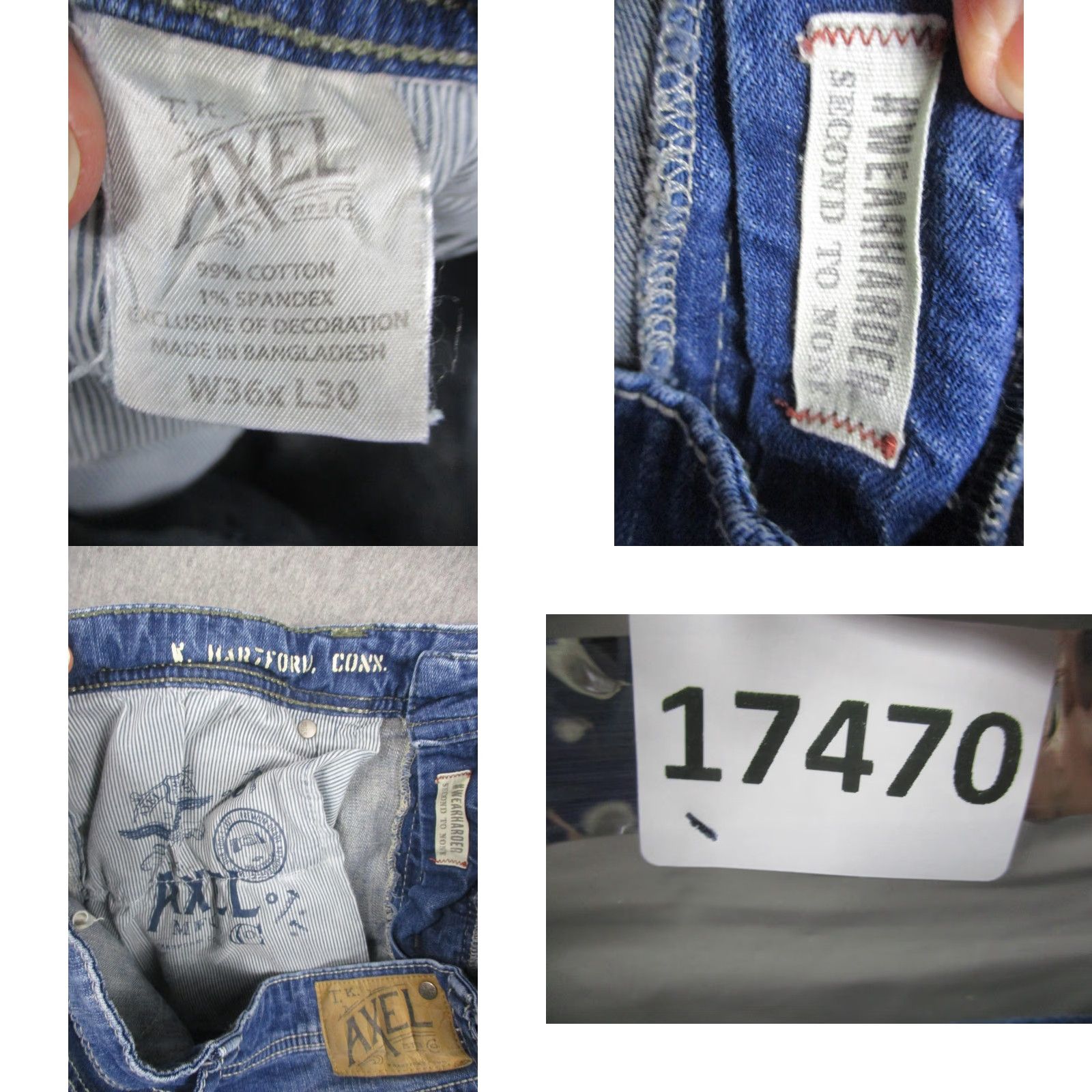 Vintage TK Axel Jeans Mens 36x30 Blue Athletic Fit Stretch Whiskered Contrast Stitch Size US 36 / EU 52 - 9 Thumbnail