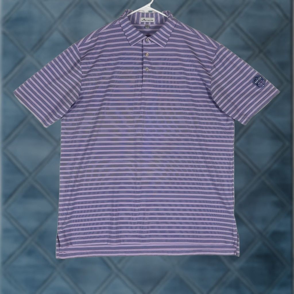 Peter Millar Peter Millar Golf Polo Shirt Mens XL Purple Striped Short Sleeve Polo Casual Performance Stretch Shirt Size US XL / EU 56 / 4 - 1 Thumbnail