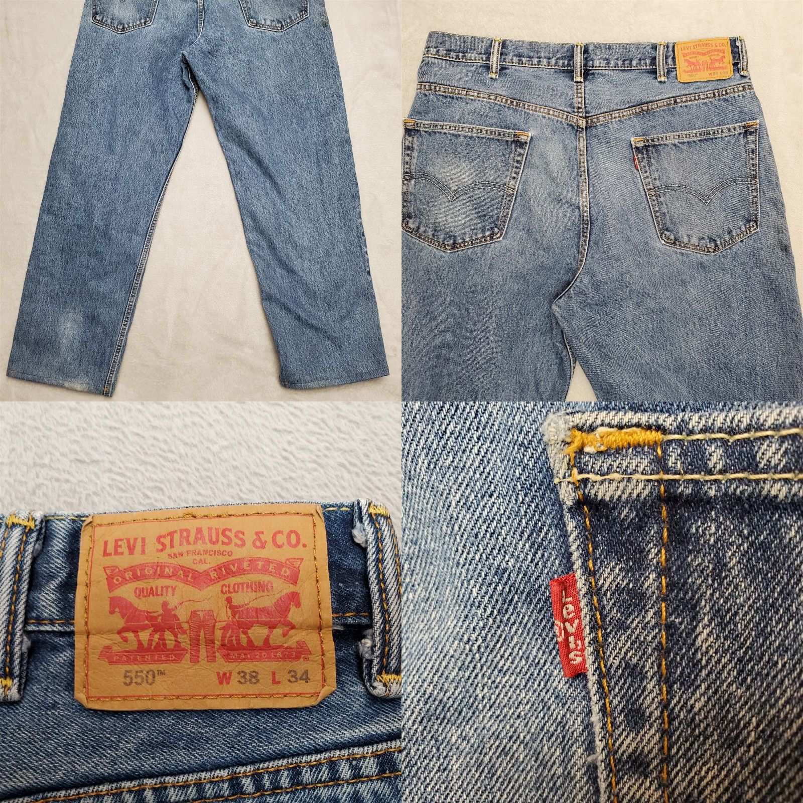 Denime VINTAGE? (No) Levis Jeans Men 38x34 (36x30) Blue 550 Denim Relaxed Fit Straight Cotton Pant Size US 38 / EU 54 - 8 Thumbnail