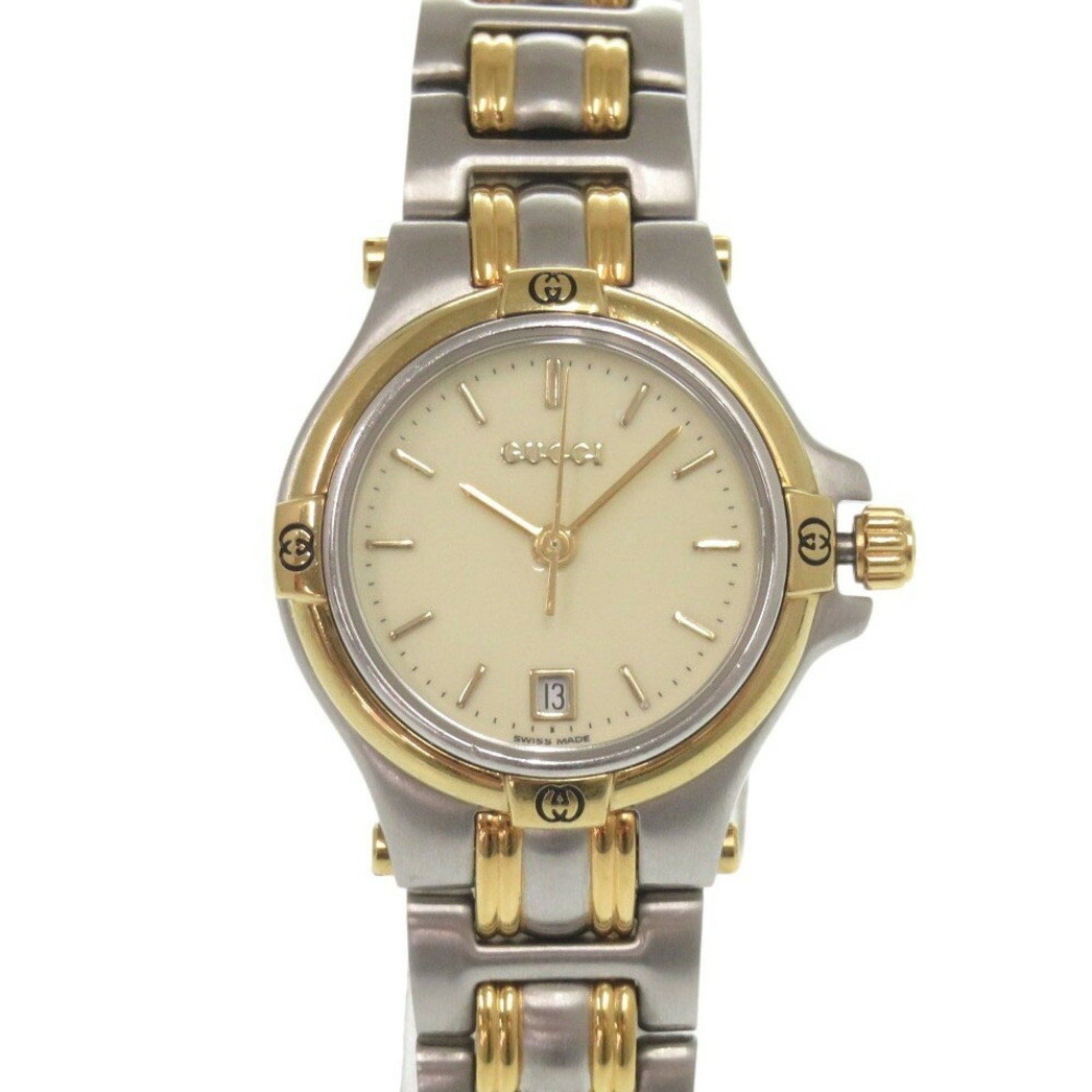 Gucci Date 9040L Ss Ivory Quartz Watch 0036Gucci, Women's