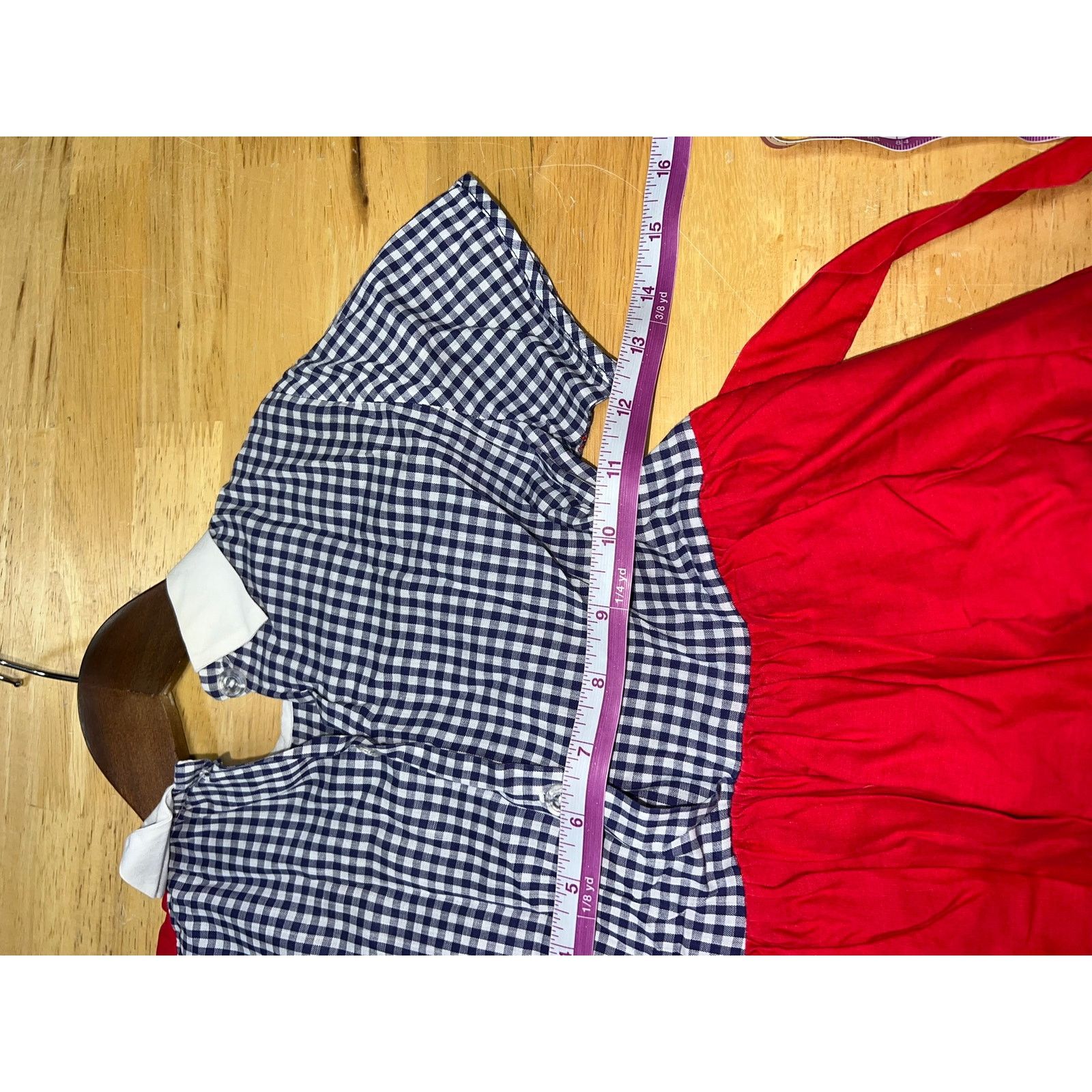 Vintage Girls Vintage Dress Checker Blue Red Two Tone Youth 60s 70s Size S / US 4 / IT 40 - 7 Thumbnail