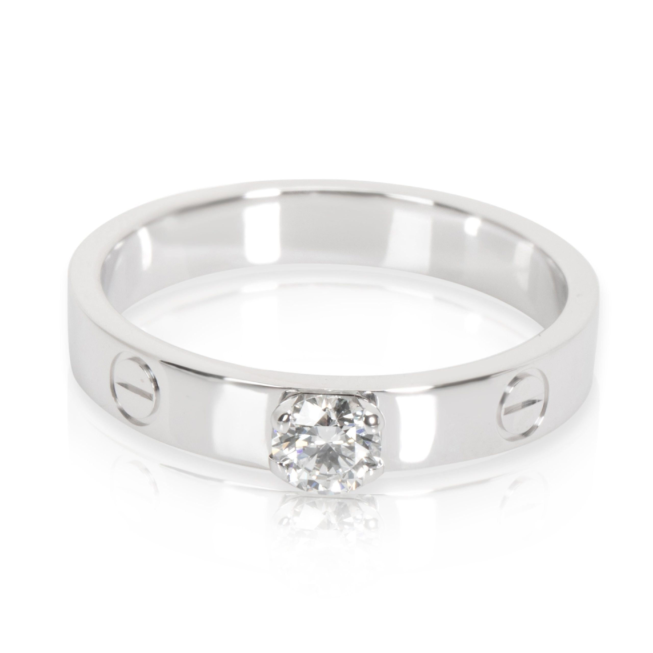 image of Cartier Love Solitaire Diamond Ring In 18Kt White Gold 0.23 Ctw, Women's