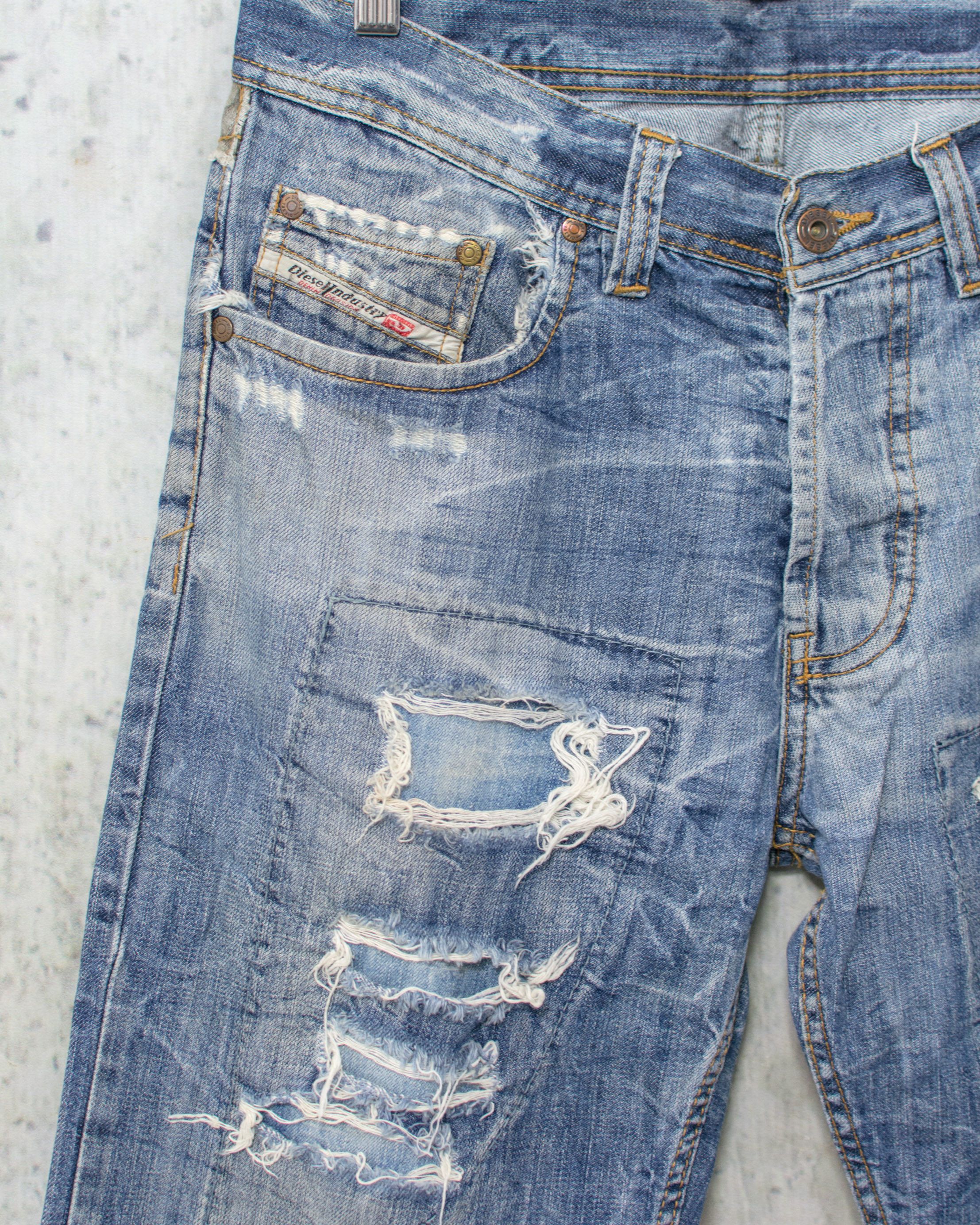 Diesel × Vintage Diesel Ripped Jeans Camo Inserts – W32 Straight Leg Y2K Size US 32 / EU 48 - 2 Thumbnail