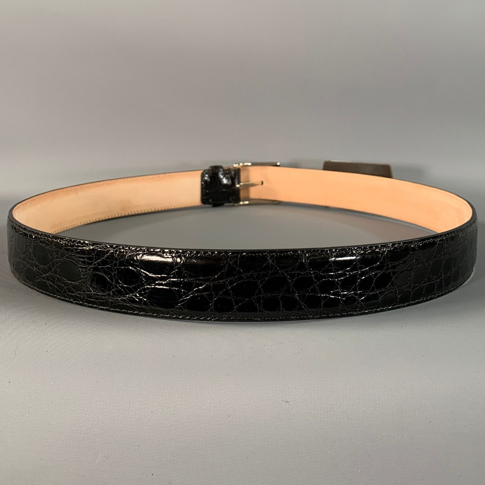 Trafalgar Size 40 Balck Crocodile Leather Belt in Brown, Men's — image 3 of 6