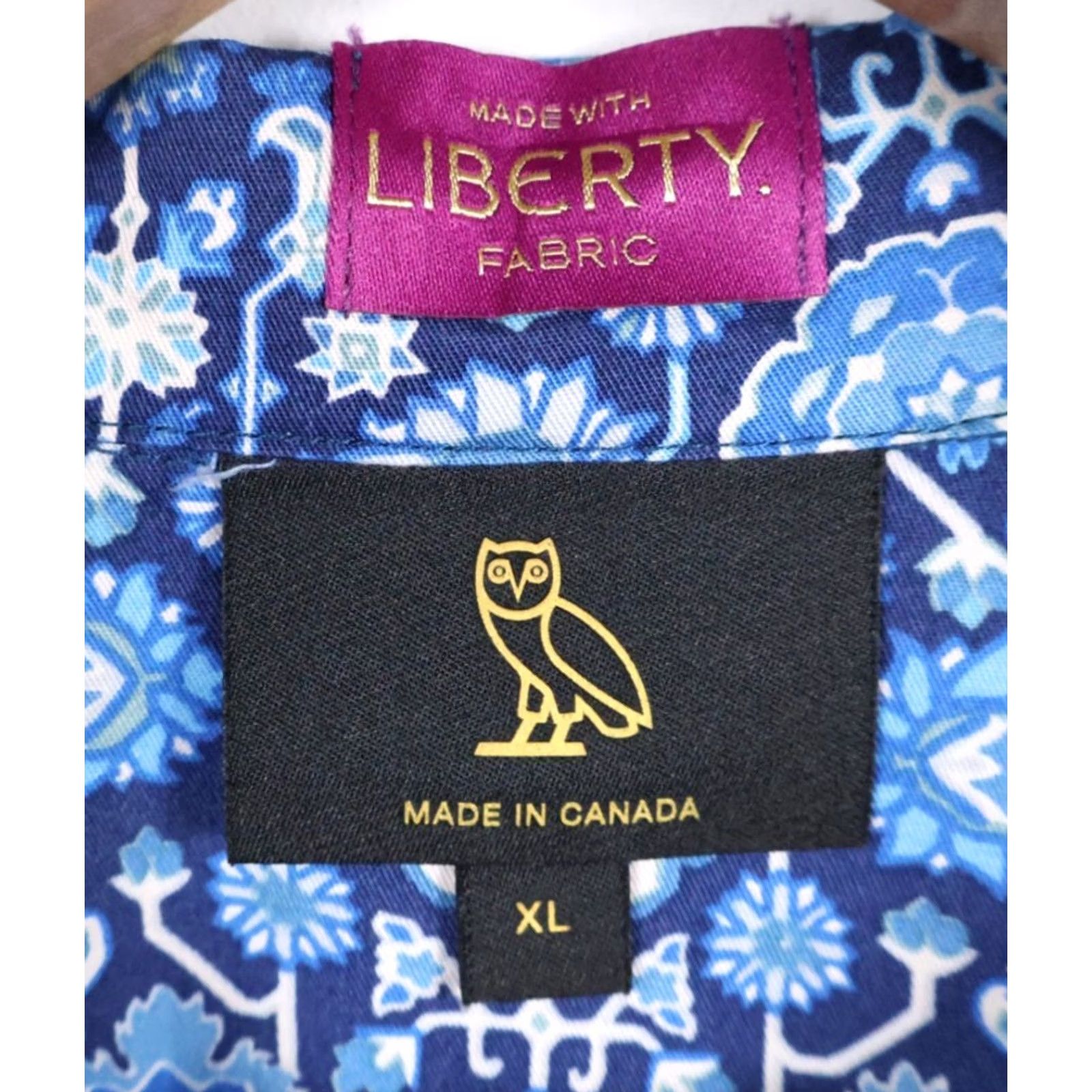 Vintage OVO x Liberty Fabric Shirt Men's XL Blue Geometric Oxford Button-Up Collared Casual 100% Cotton Size US XL / EU 56 / 4 - 3 Thumbnail