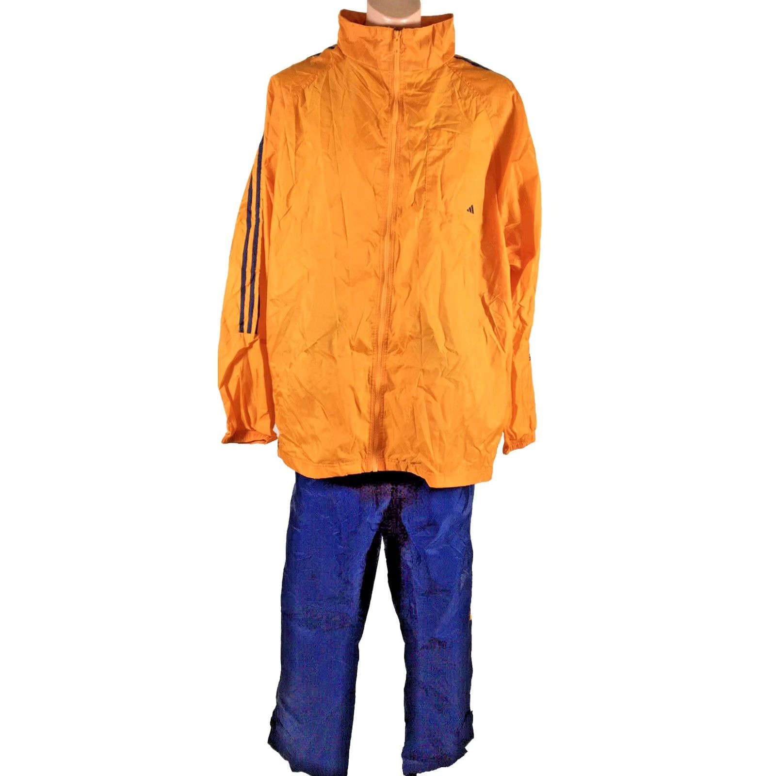 Adidas VINTAGE 90s Adidas Orange Windbreaker Track Suit Jacket Pants 2XL Nylon Retro Size 48R - 2 Thumbnail