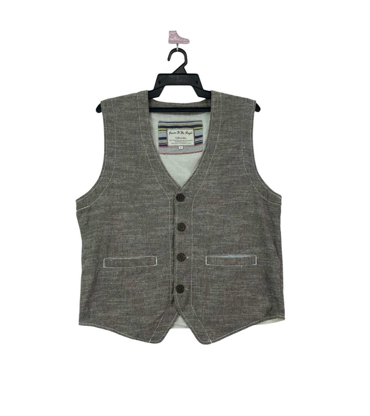 Japanese Brand Rare Power To The People salt and pepper style cotton vest Size US XL / EU 56 / 4 - 1 Thumbnail