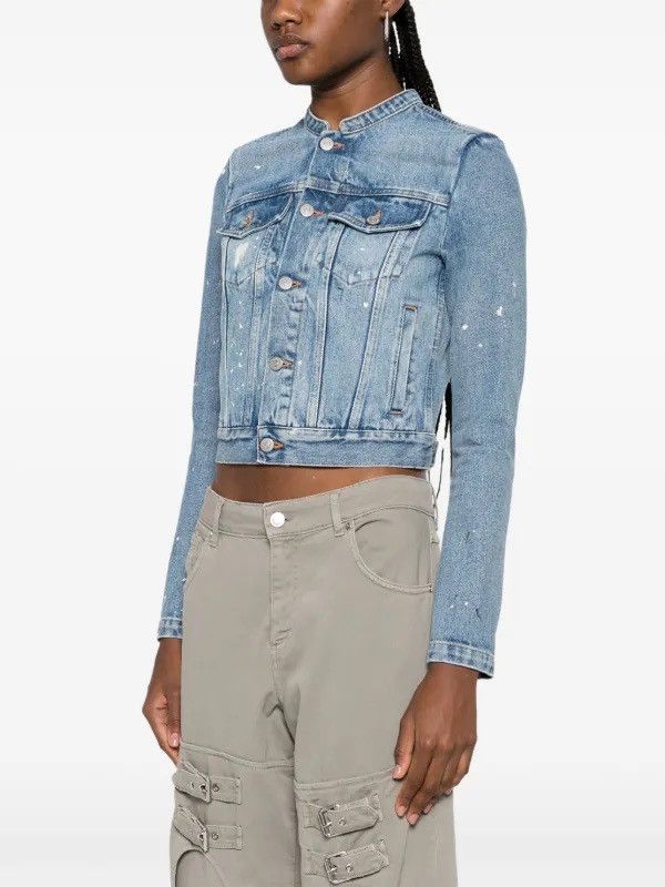 MM6 Collarless Cropped Painter Denim Jacket (Blue) Size S / US 4 / IT 40 - 12 Thumbnail