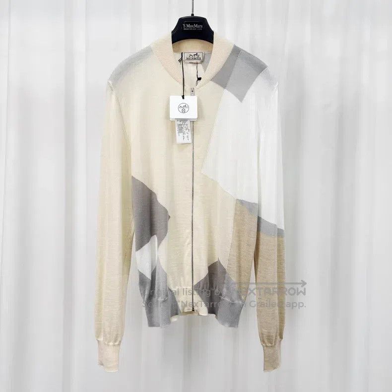 Hermes Hermes Geometric color block cashmere zipper knit jacket Size US S / EU 44-46 / 1 - 1 Thumbnail