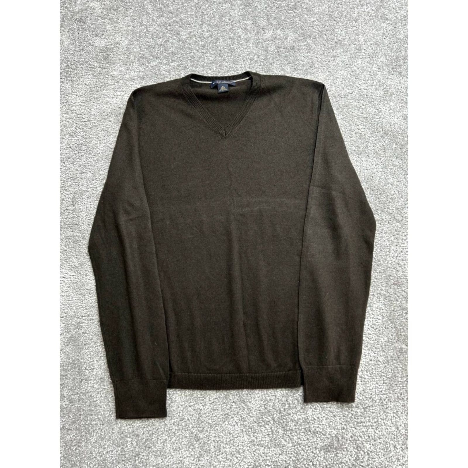 Banana Republic Banana Republic Sweater Mens Medium Brown Silk Ribbed Trim Tight Knit V Neck Pullover Casual Size US M / EU 48-50 / 2 - 2 Thumbnail
