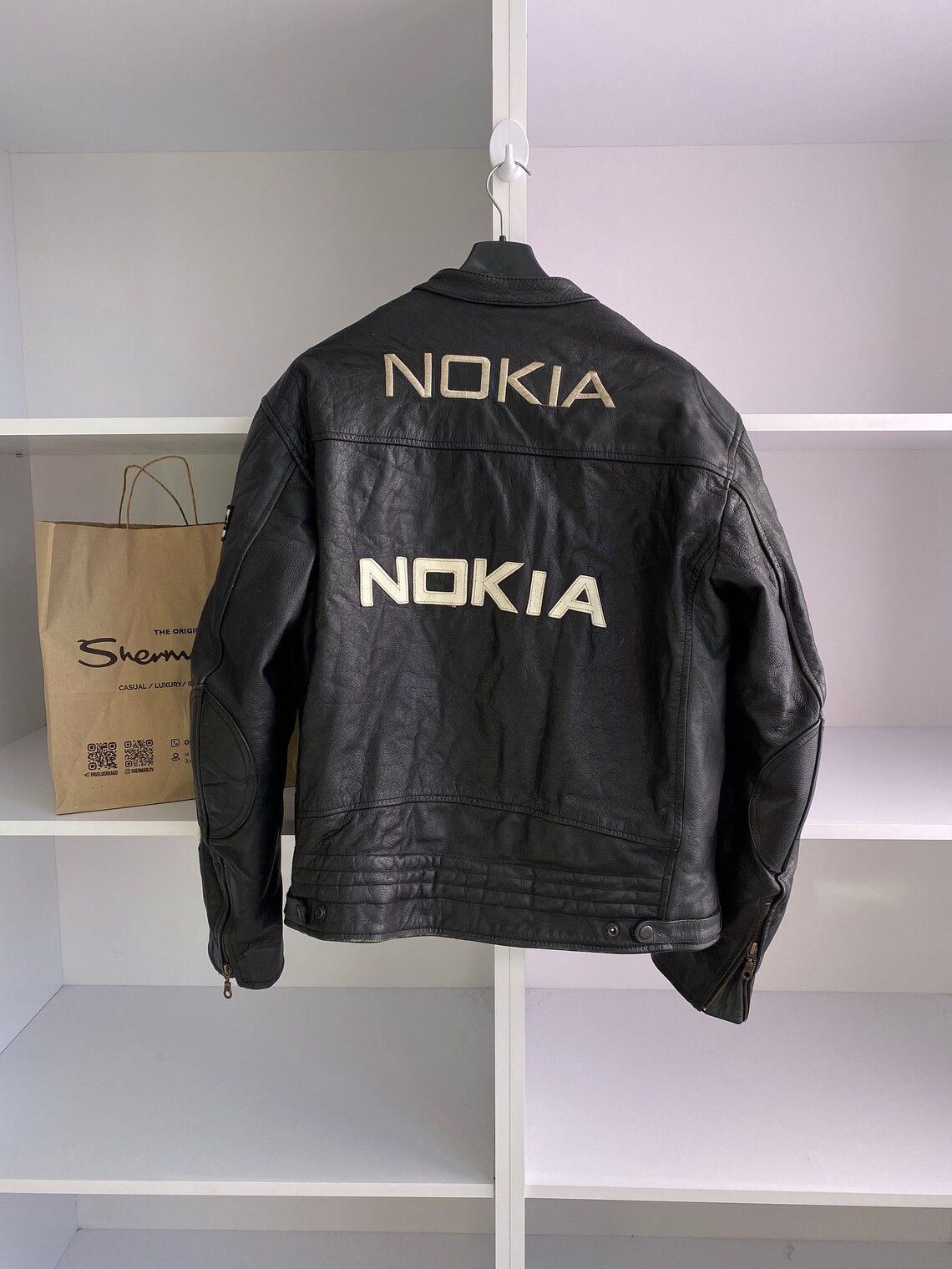 Motorola Vintage Nokia Leather moto racing jacket coat Size US M / EU 48-50 / 2 - 10 Thumbnail