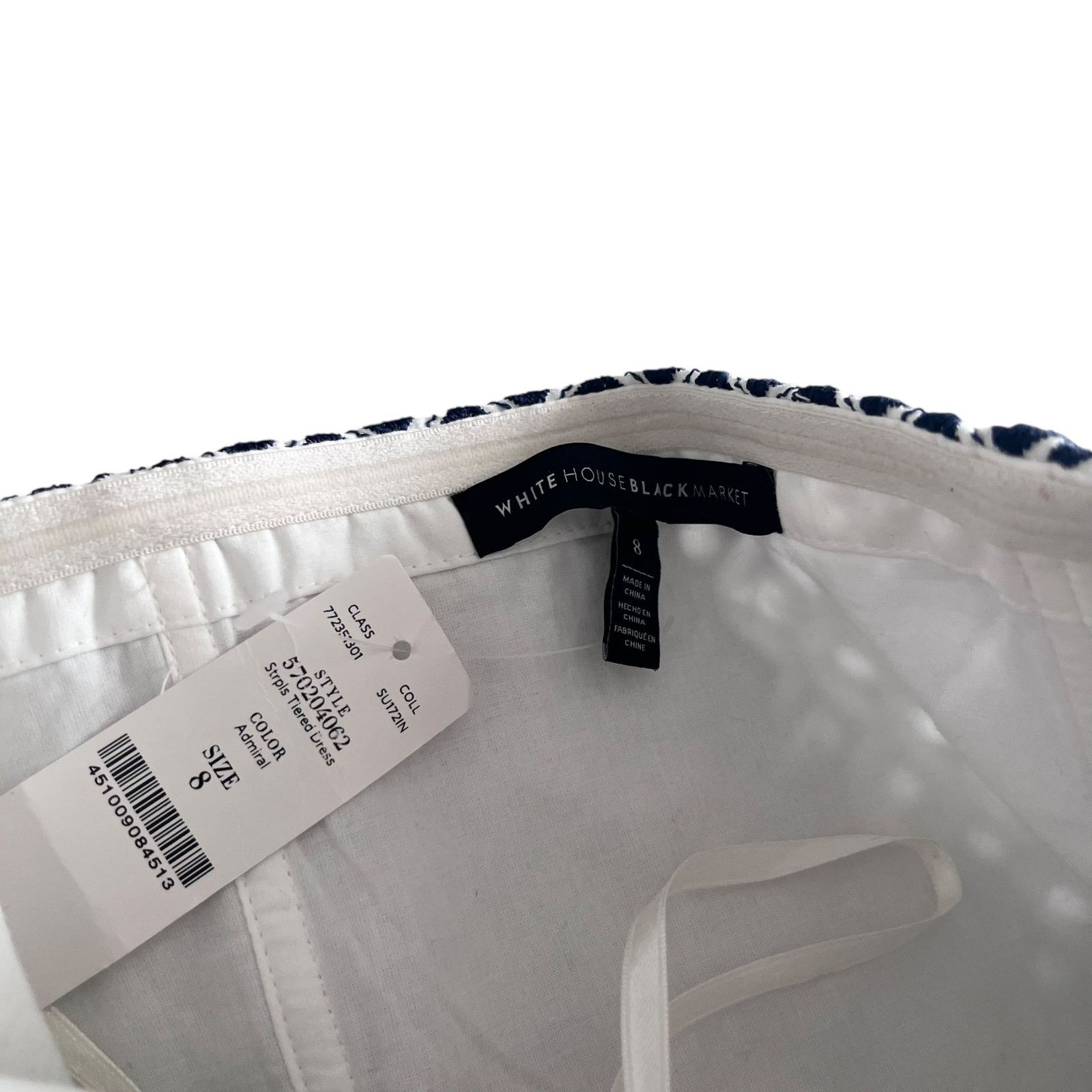 White House Black Market White House Black Market Navy Eyelet Strapless Tiered Dress Size M / US 6-8 / IT 42-44 - 4 Thumbnail