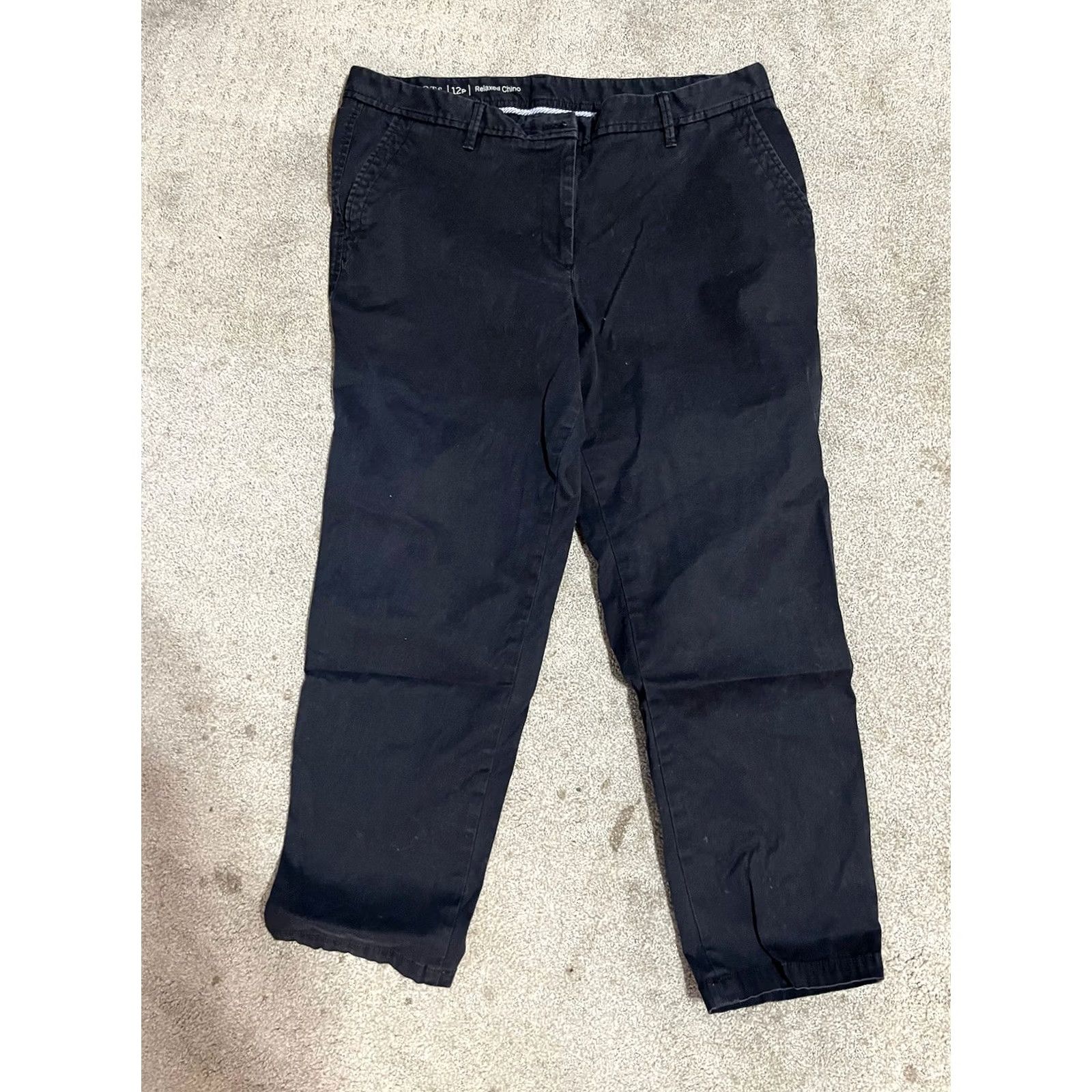 Talbots Talbots Pants 12P Black Relaxed Chino Tapered Flat Front Cotton Blend Women’s Size 34" / US 12 / IT 48 - 2 Thumbnail