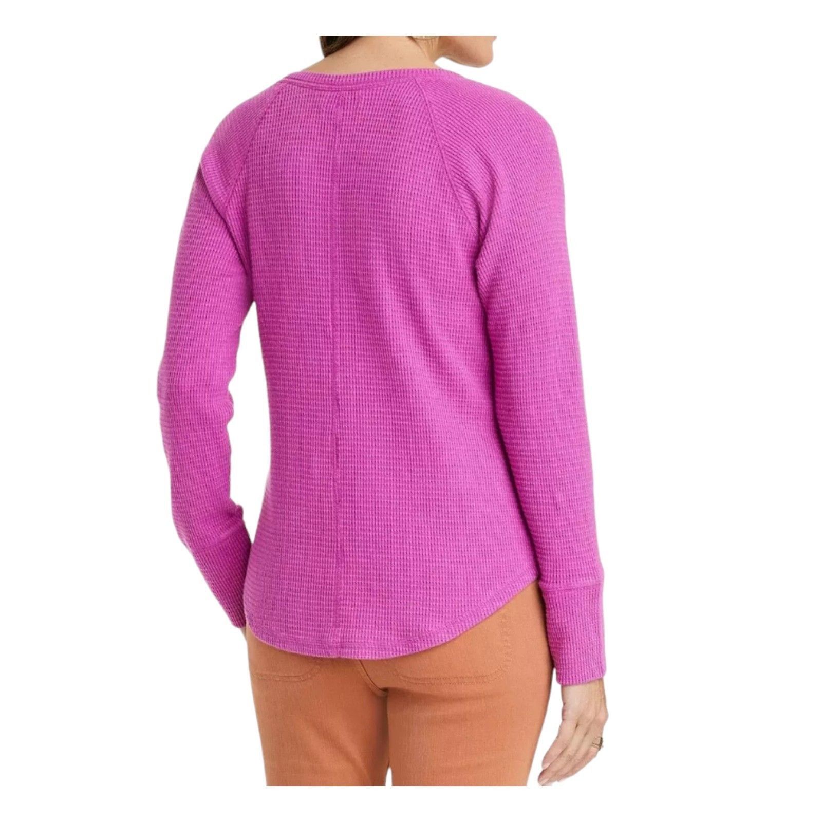 Other Knox Rose - Women's Long Sleeve Notch Neck Thermal Top - Pur Size M / US 6-8 / IT 42-44 - 2 Thumbnail