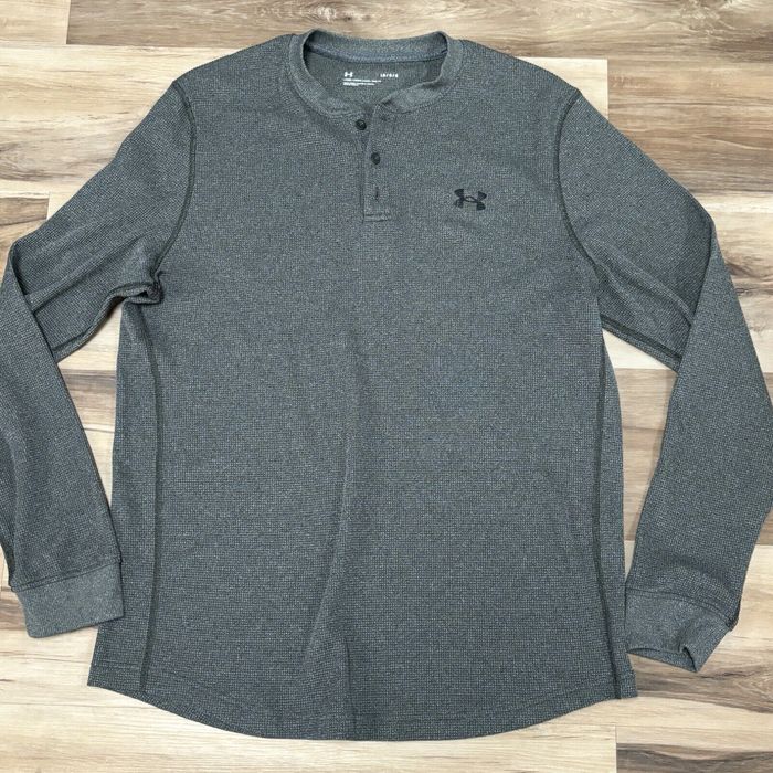 Under Armour Waffle Knit Thermal Shirt Long Sleeve Loose Fit Blue