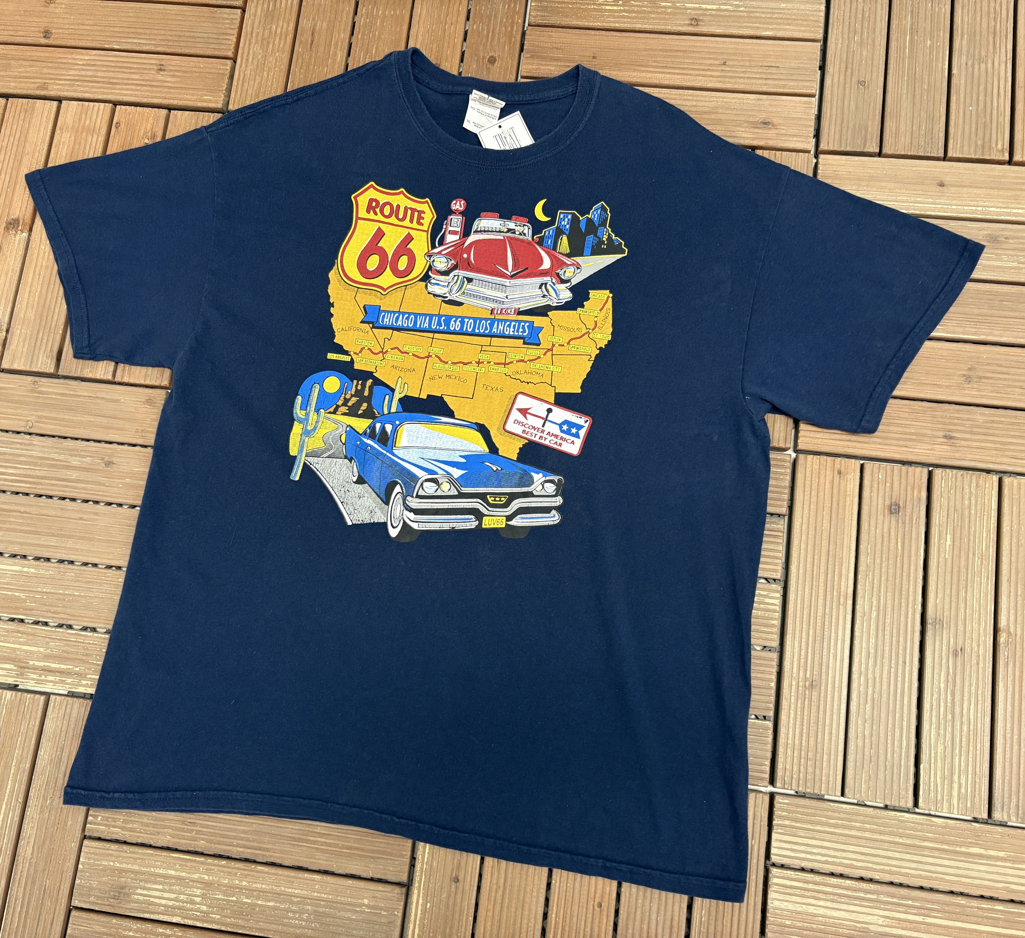 Vintage Route 66 Discover America Best By Car Vintage T-Shirt Tee Size US XL / EU 56 / 4 - 3 Thumbnail
