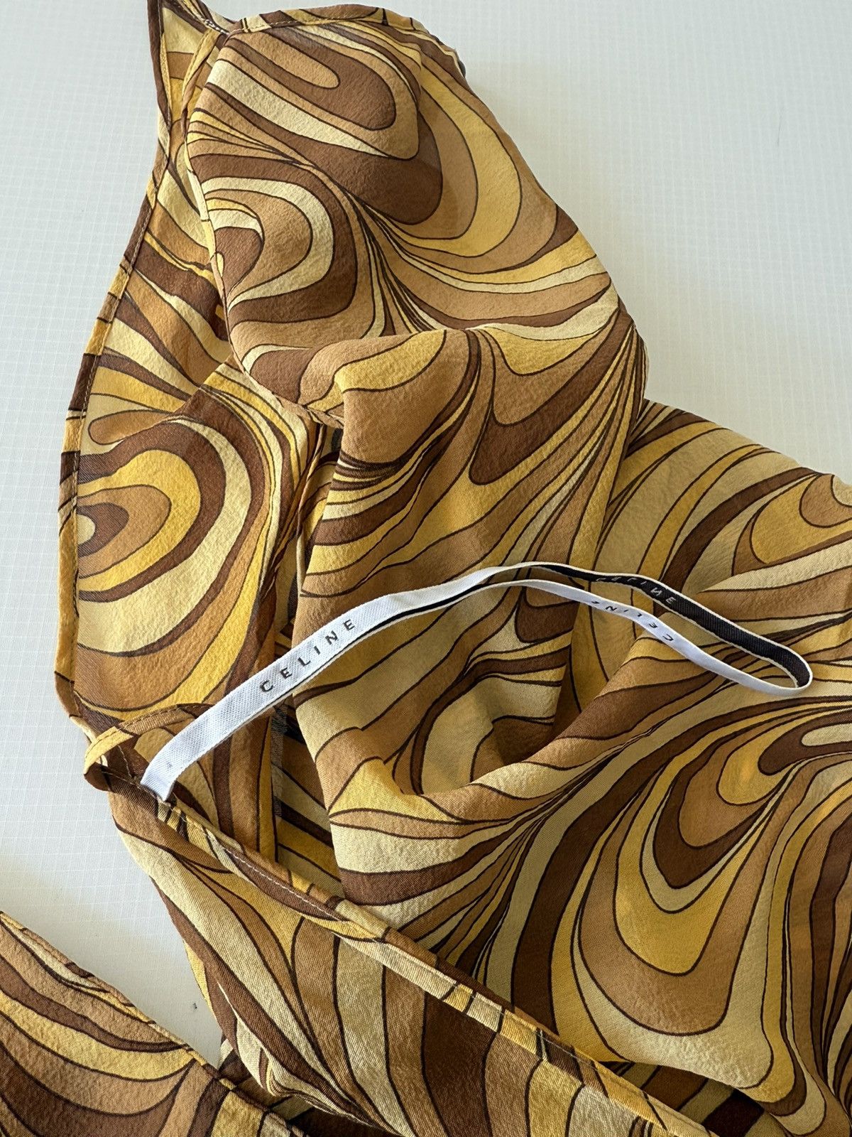 Celine Celine Yellow Swirl Print Silk Blouse Size XS / US 0-2 / IT 36-38 - 9 Thumbnail