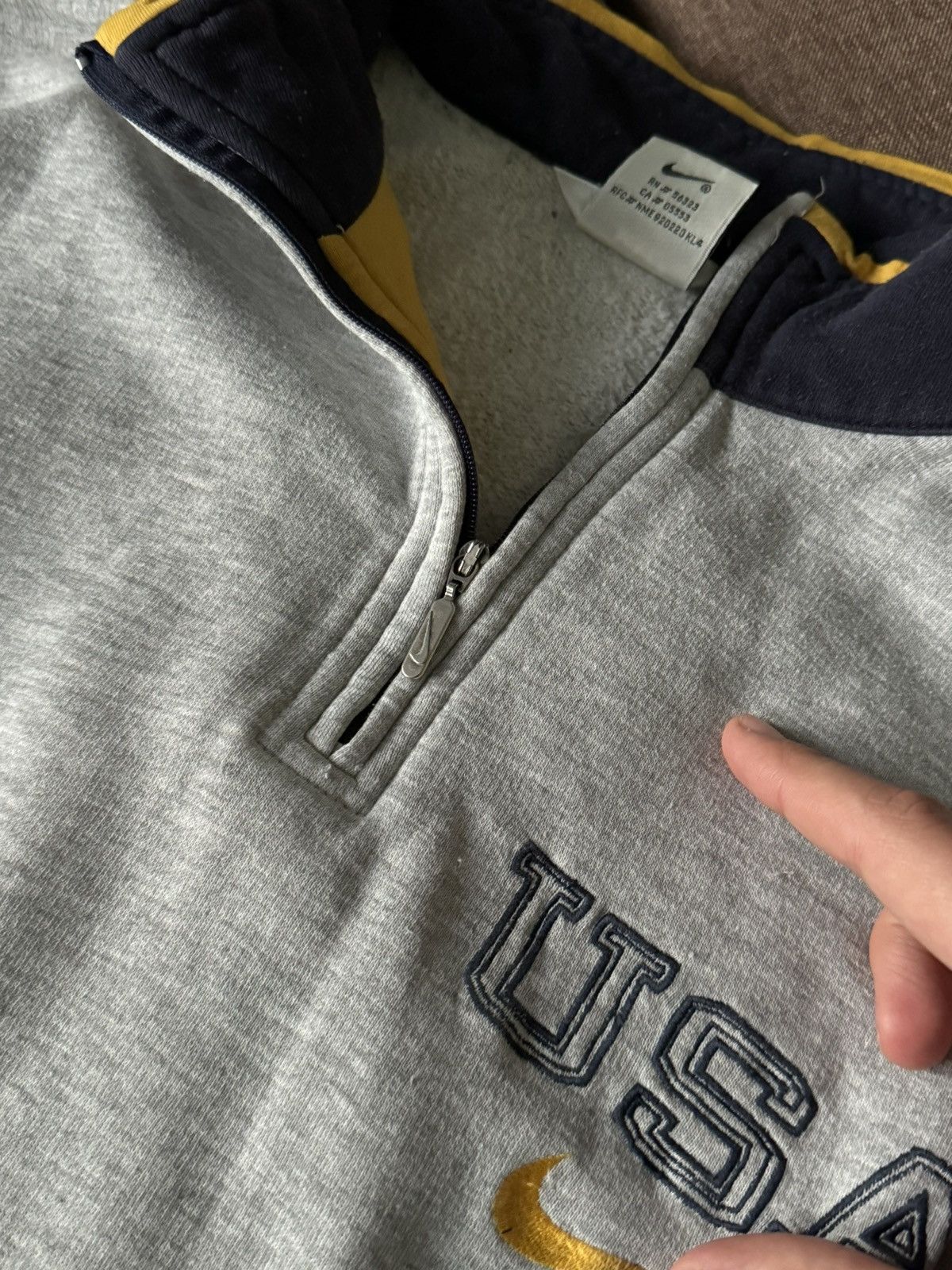 Nike × Vintage Vintage Nike USA oversized big logo 1/3 sweatshirt Size US XL / EU 56 / 4 - 17 Thumbnail