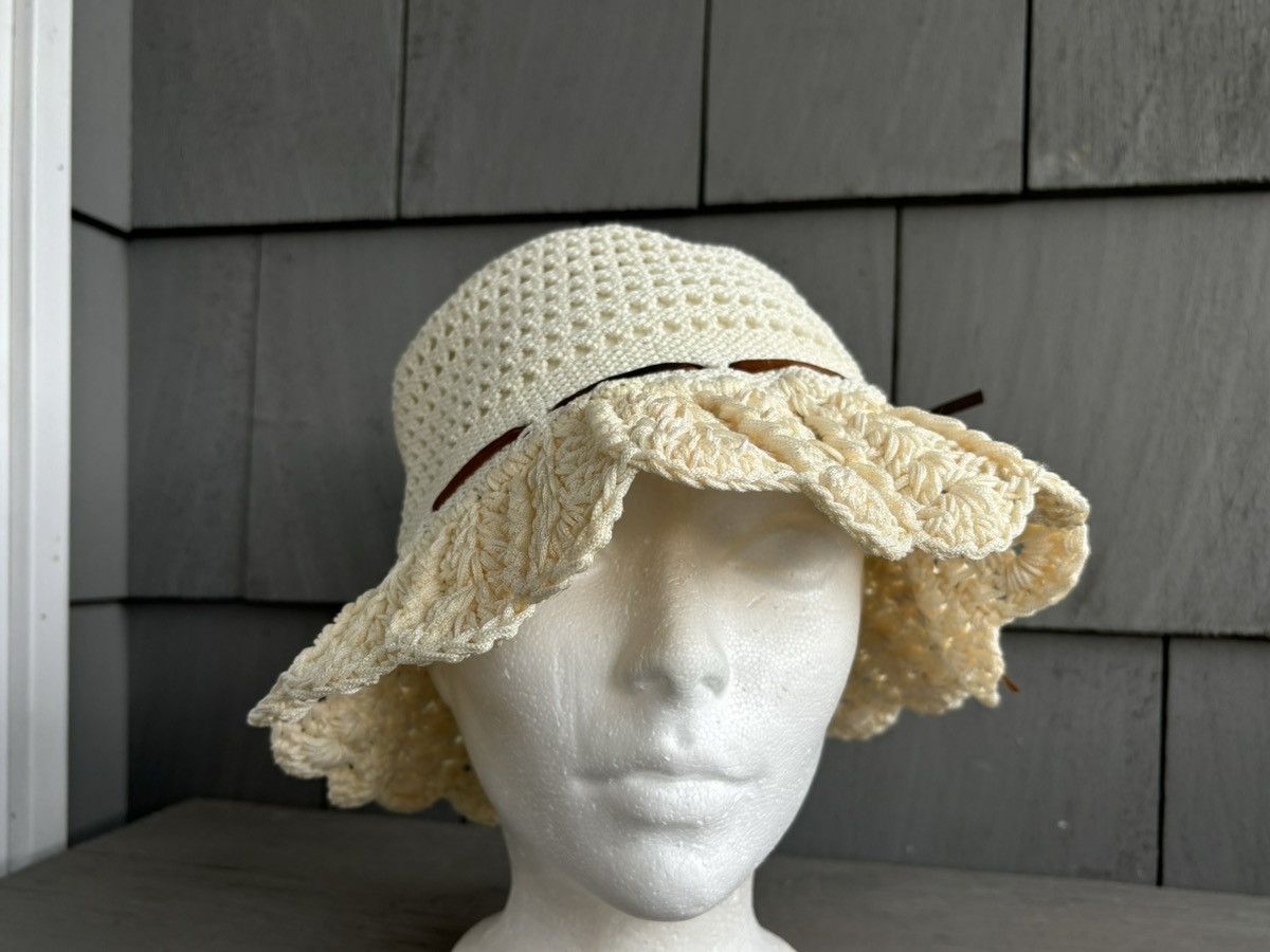 Handmade × Japanese Brand × Vintage Crochet Knit Bucket Hat 70s Vintage Sun Hat Lace Ribbon Mesh Size ONE SIZE - 9 Thumbnail