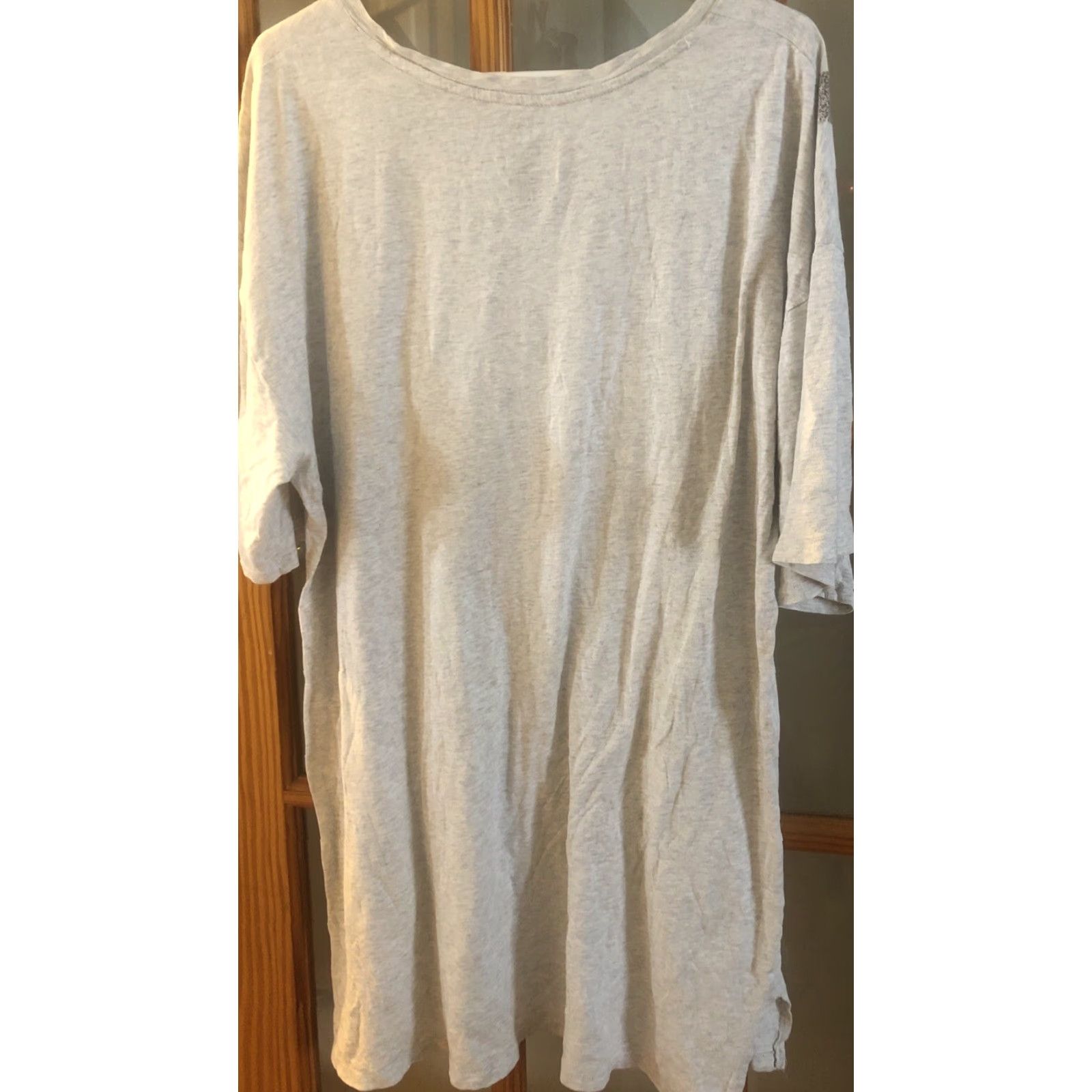Vintage Secret Treasures Women's Pajamas Gown L Night Top Gray Cotton Blend Crew Neck Short Sleeve Lounge Size L / US 10 / IT 46 - 5 Thumbnail