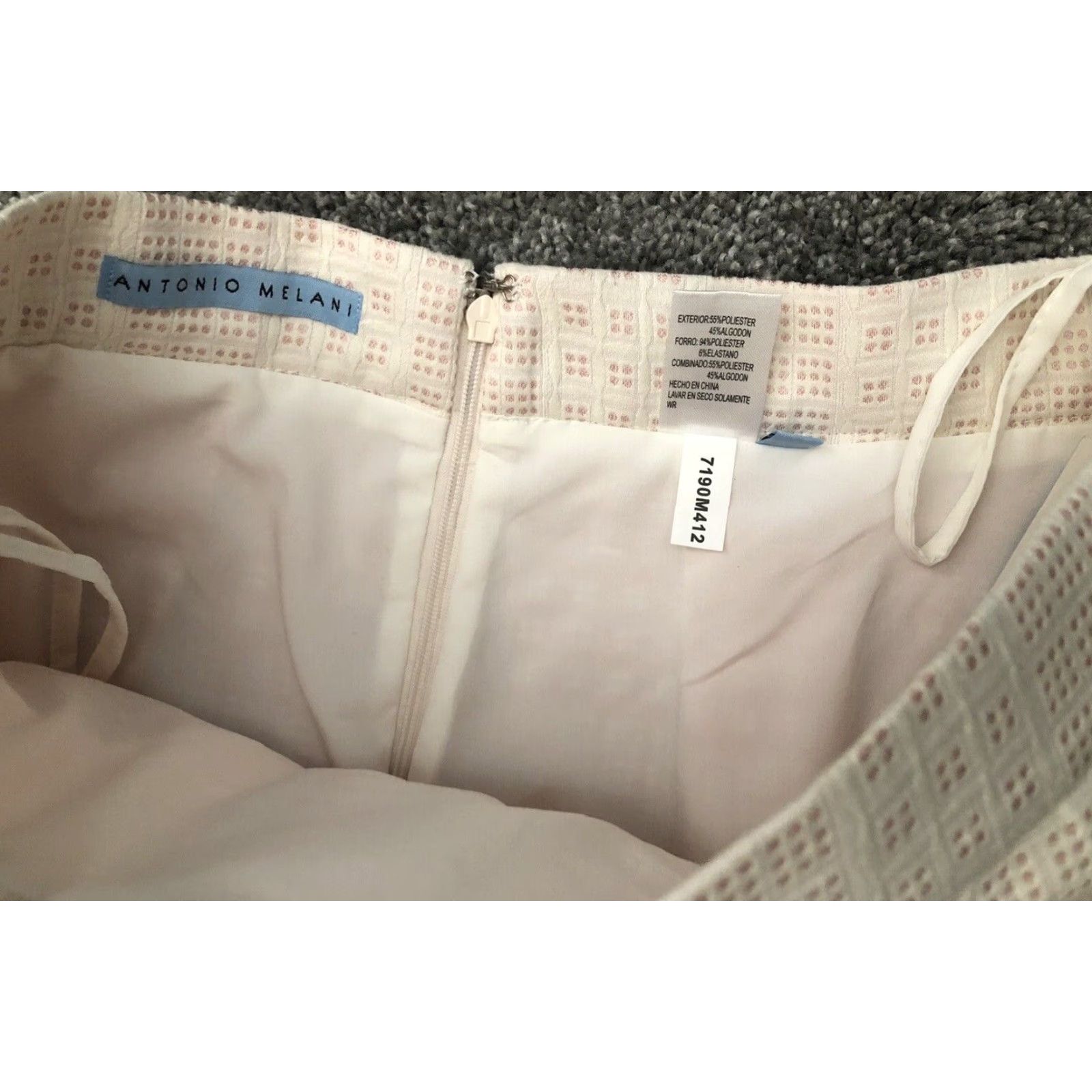 Vintage NWT Antonio Melani Skirt Women Knee Length White Pink Size 4 Polyester Cotton Dressy Casual Party/Work Womens Size 27" / US 4 / IT 40 - 7 Thumbnail