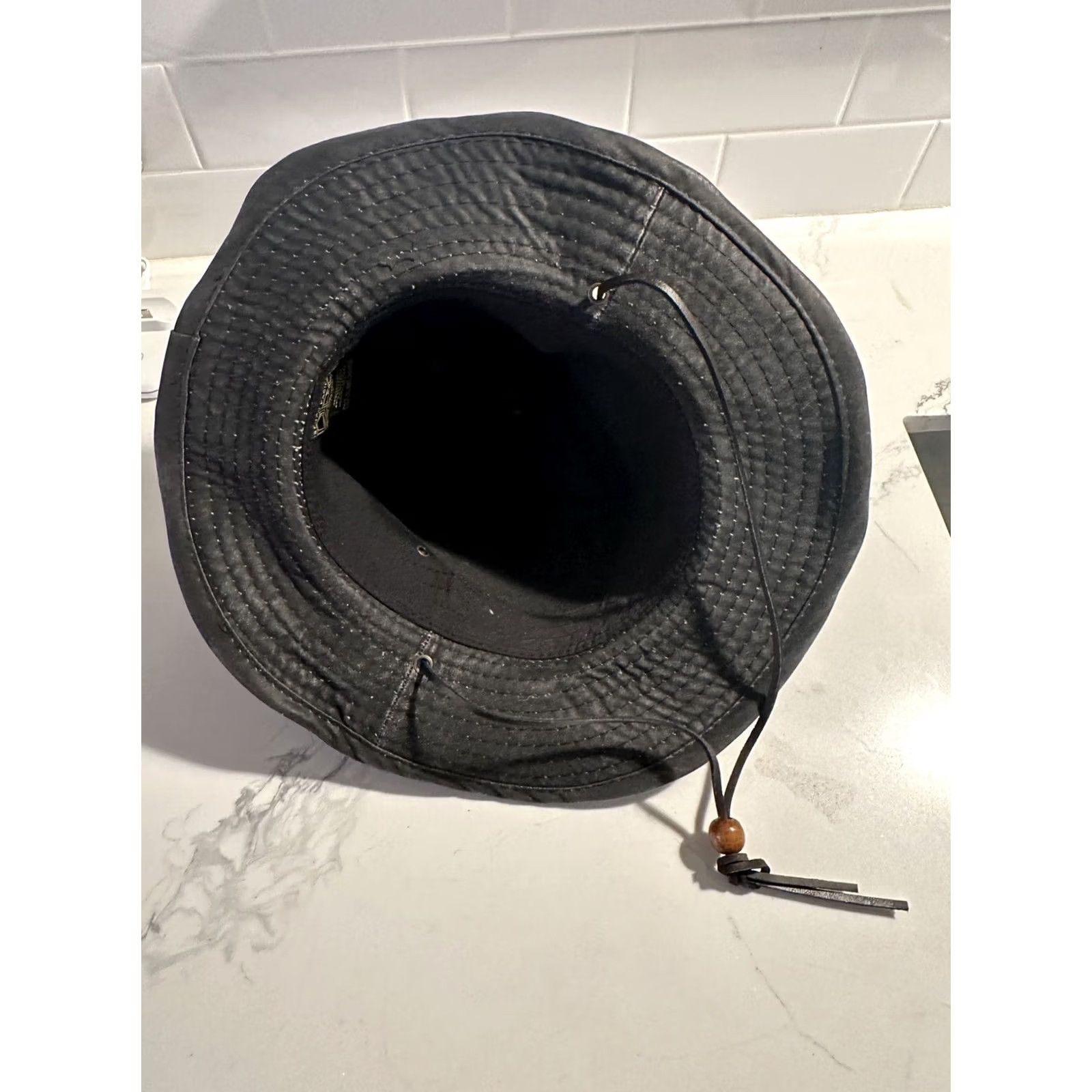 Vintage Dorfman Pacific Bucket Hat Fishing Medium Vented Strap Faux Leather Water Resistant Cotton Brown Men M Leather Fabric DPC Size ONE SIZE - 6 Thumbnail