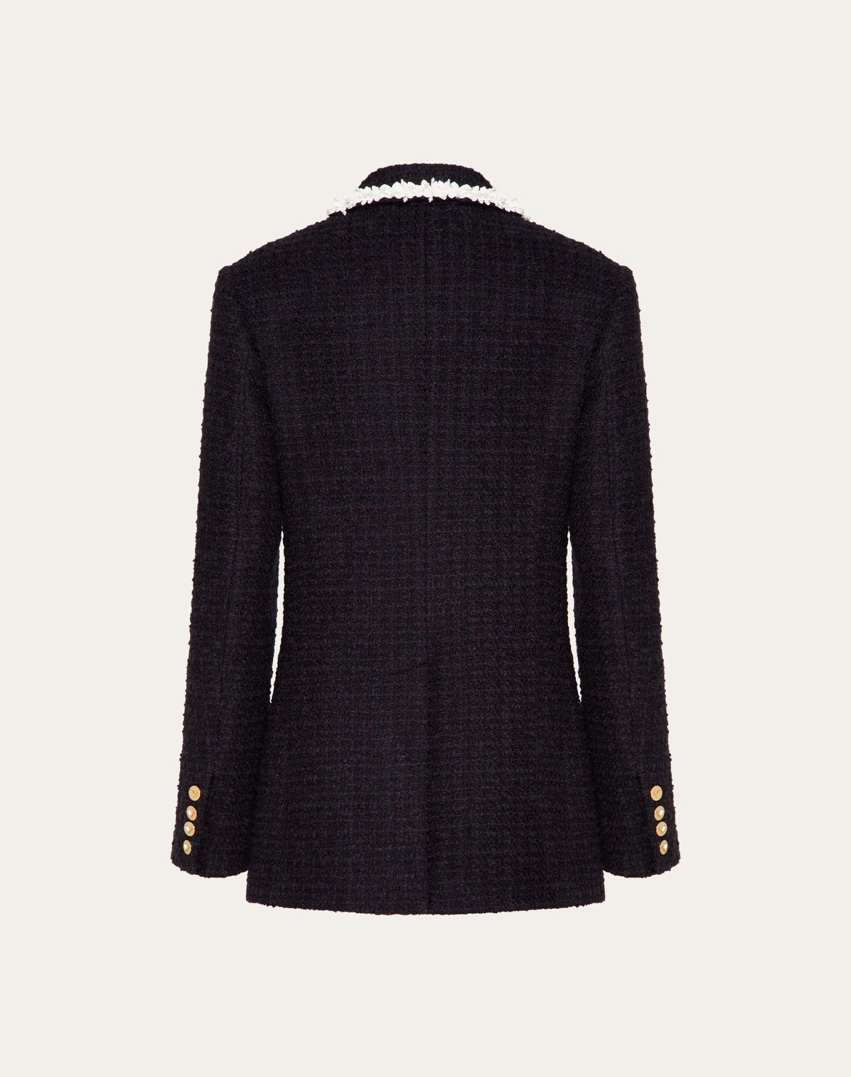 Valentino o1s1wg110525 Embroidered Plain Tweed Blazer in Black Size XS / US 0-2 / IT 36-38 - 2 Thumbnail