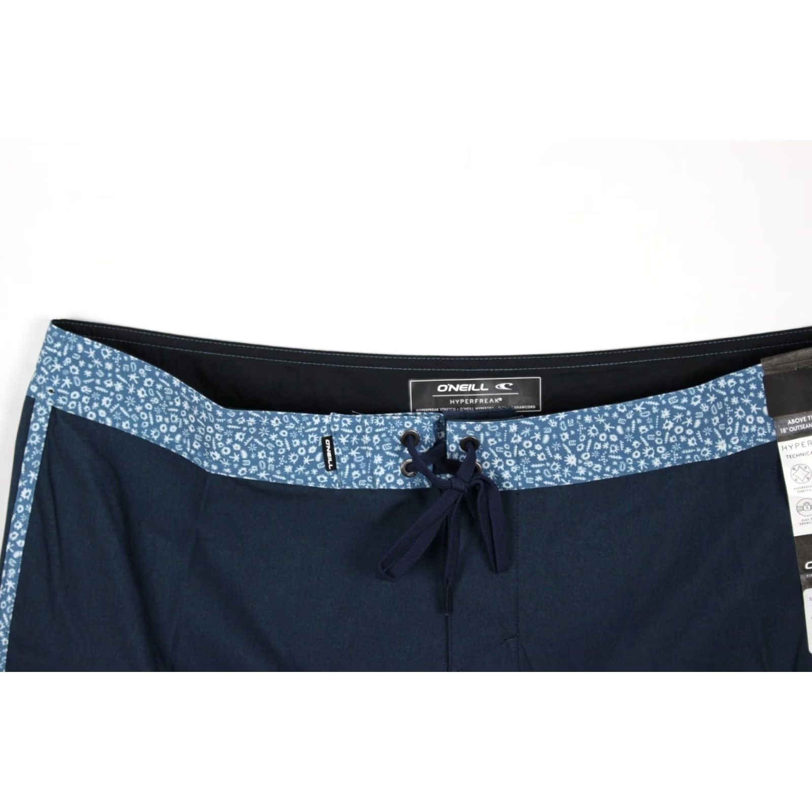 O'Neill O'Neill Men's Hyperfreak Heat Scallop 18" Board Shorts Blue 38 Striped Quick Dry Stretch Back Pocket Adult Mens Shorts Size US 38 / EU 54 - 4 Thumbnail