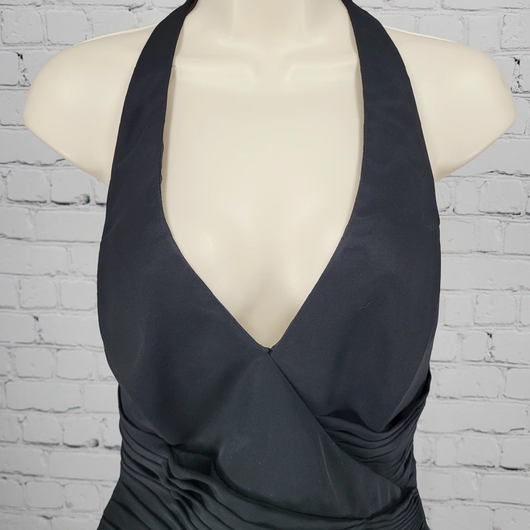 Vintage Modern Maids Mary’s Import Bridal's Black Backless Halter A-Line Midi Dress 14 Size XL / US 12-14 / IT 48-50 - 5 Thumbnail