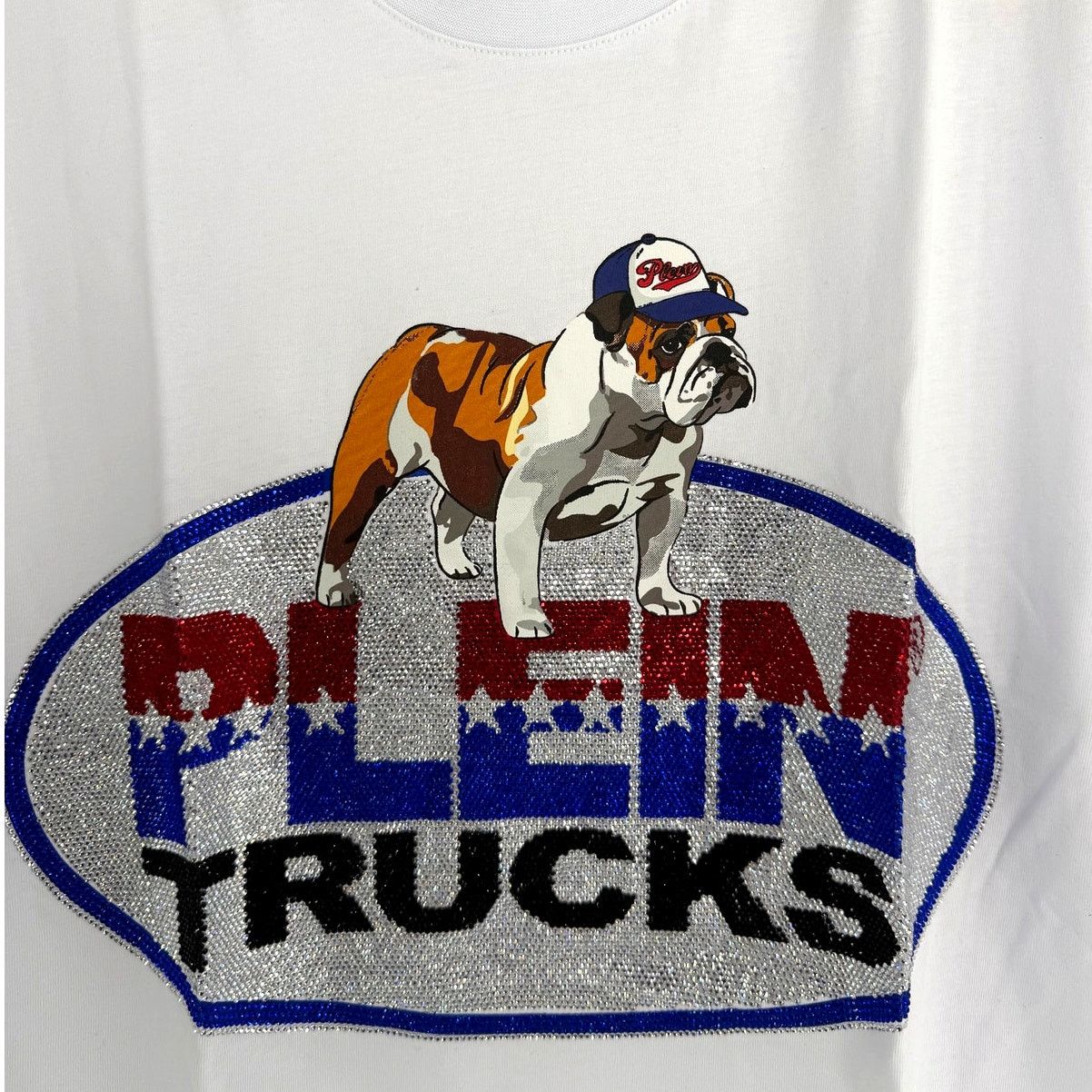 Philipp Plein Philipp Plein White Bulldog Crystal Round Neck T-Shirt XXL Size US XXL / EU 58 / 5 - 10 Thumbnail