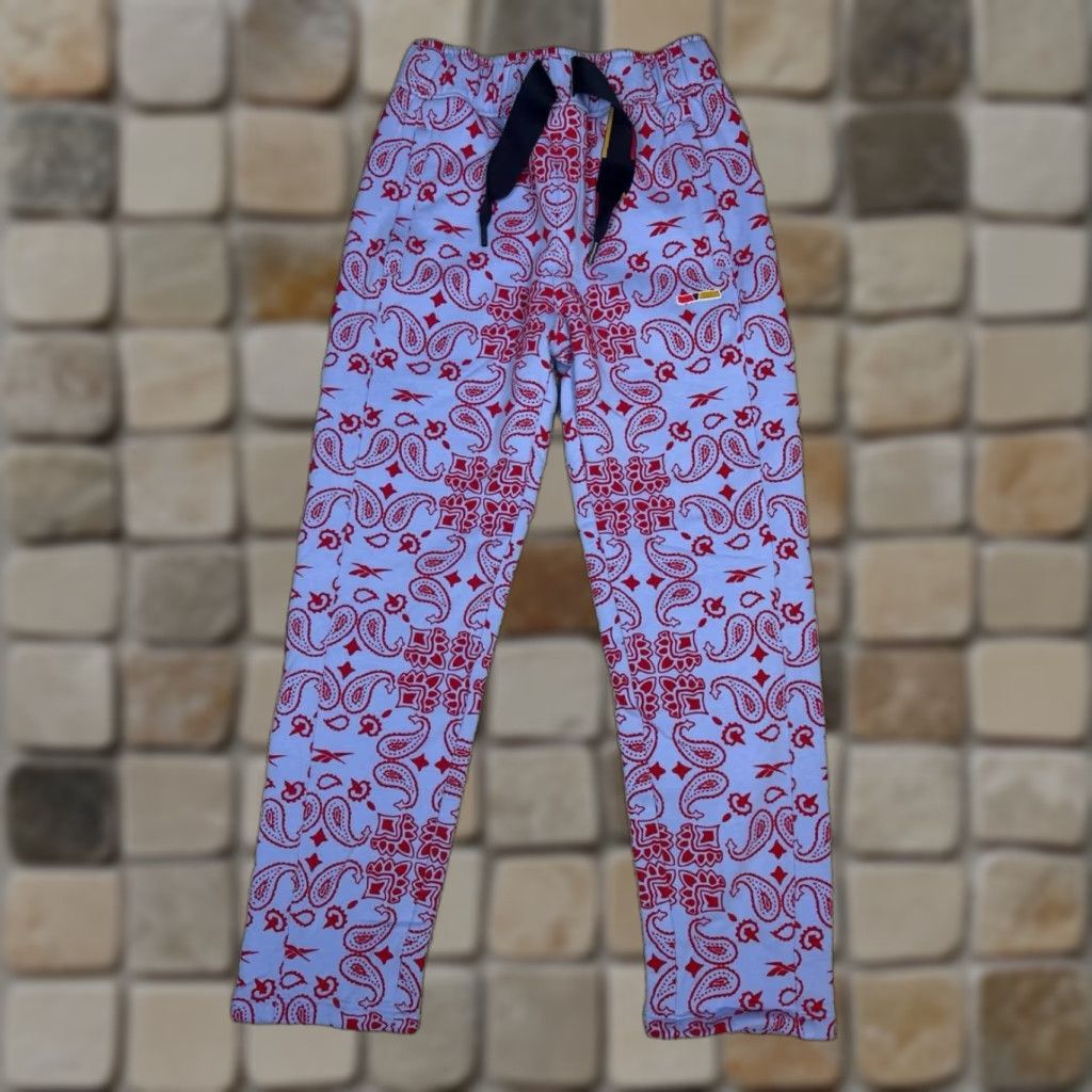 Reebok Reebok RCPM Sweatpants Men Small Blue Paisley Casual Drawstring Size US 29 - 1 Thumbnail