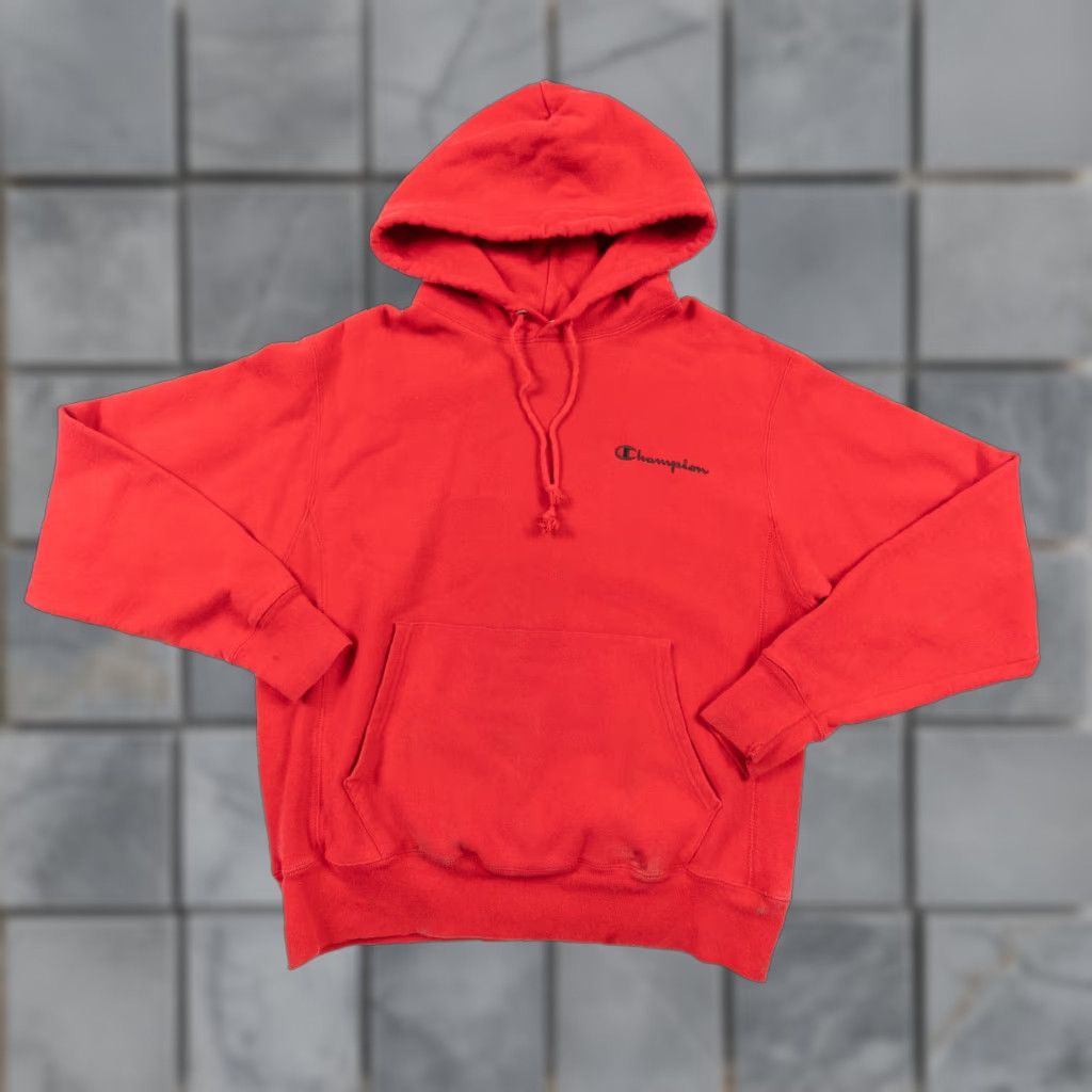 Champion VINTAGE Champion Sweatshirt Adult Medium Red Hoodie Reverse Weave Sweater Pullover FLAWS Size US M / EU 48-50 / 2 - 1 Thumbnail