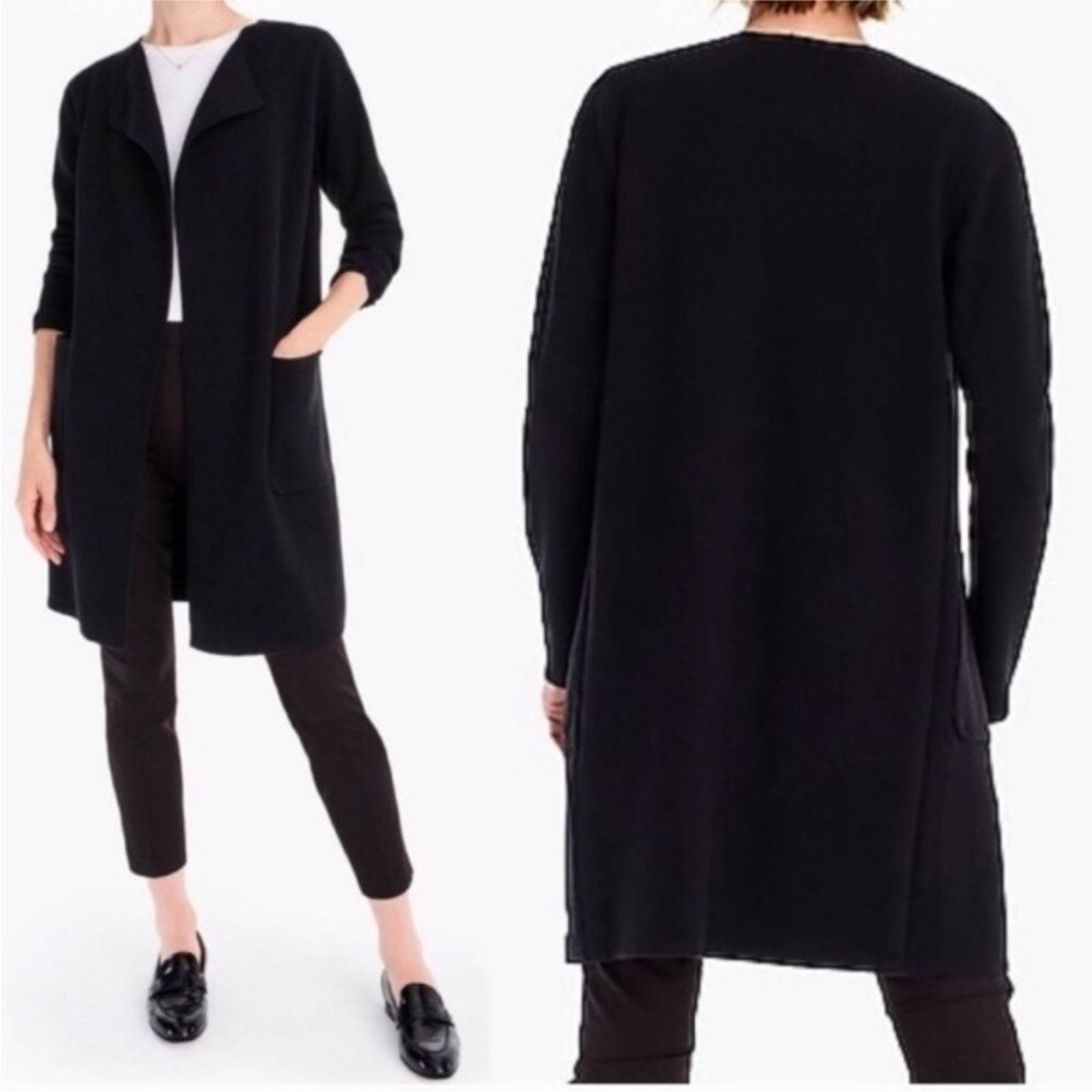J.Crew J.CREW Juliette collarless sweater-blazer linen blend Black Size L / US 10 / IT 46 - 3 Thumbnail
