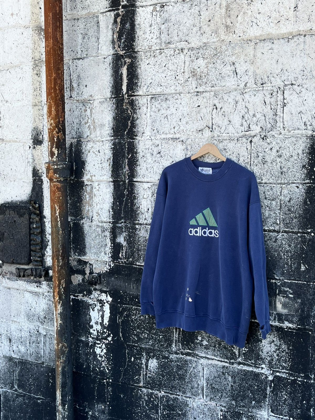 Adidas × Vintage Adidas vintage boxy fit heavy cotton distressed crewneck Size US XXL / EU 58 / 5 - 5 Thumbnail