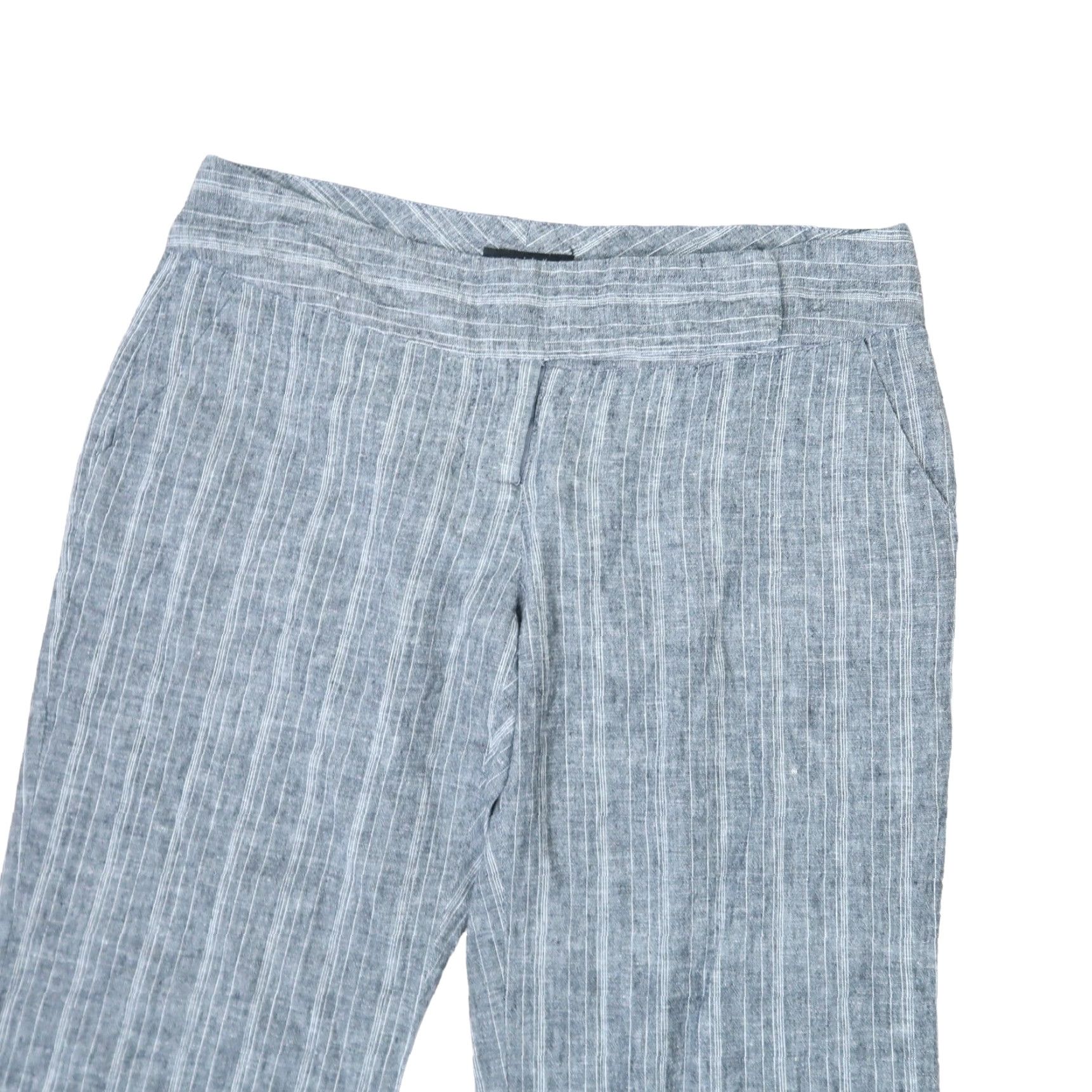 Vintage VINTAGE My Michelle Pants Flared Low Rise Pinstripe Grey White 30" Inseam S 5 Linen Cotton Women Size 28" / US 6 / IT 42 - 2 Thumbnail