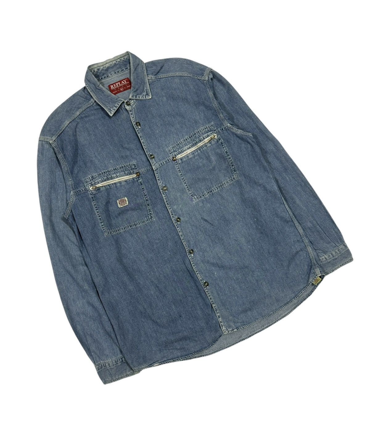 Replay × Vintage Vtg🔥90’s Replay Base Denim Shirt Made In Italy Size US M / EU 48-50 / 2 - 5 Thumbnail