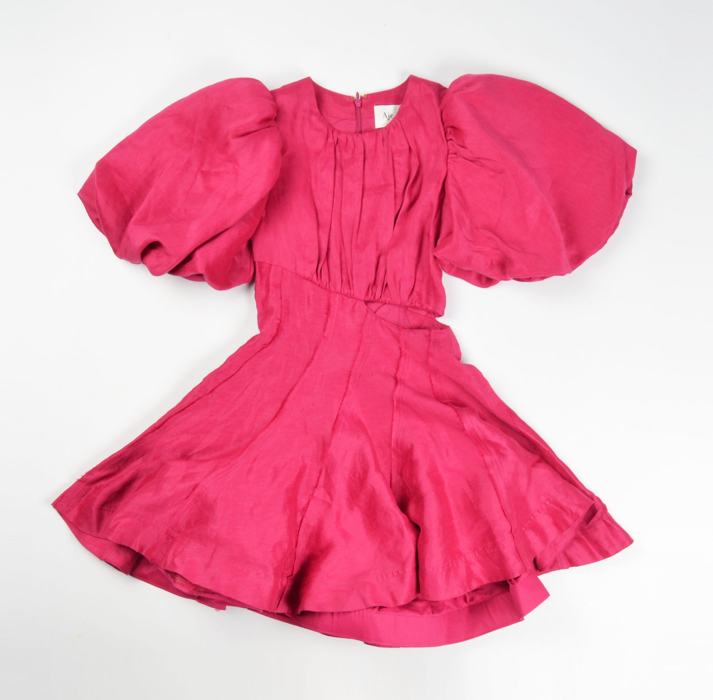 Aje Aje Coquette Linen Blend Puff Sleeve Cocktail Party Dress Size XS / US 0-2 / IT 36-38 - 3 Thumbnail