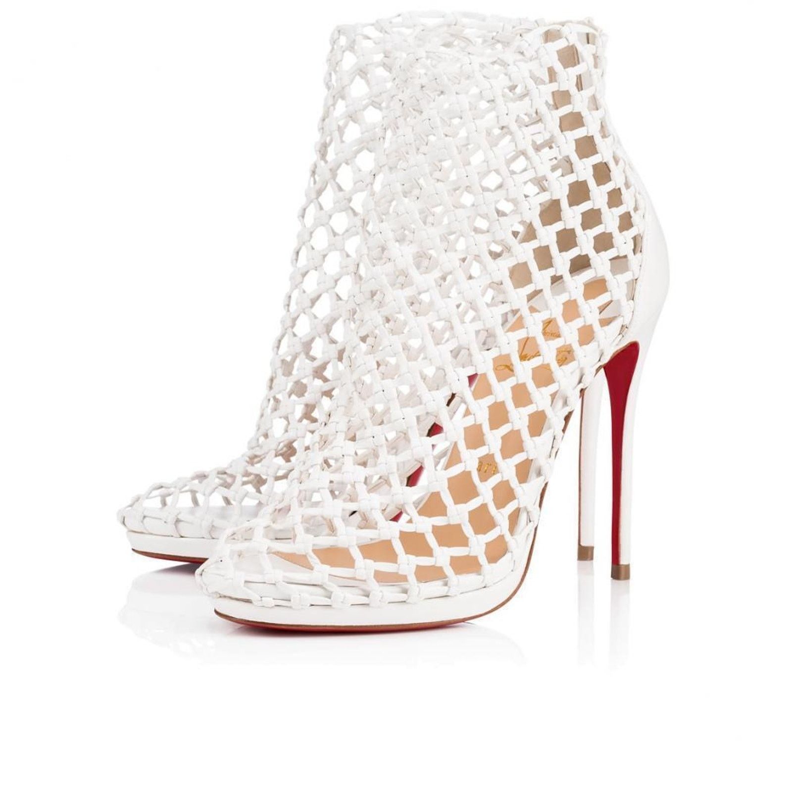 Christian Louboutin Christian Louboutin Porligat 120 White Latte Caged Boot Size US 7 / IT 37 - 1 Thumbnail