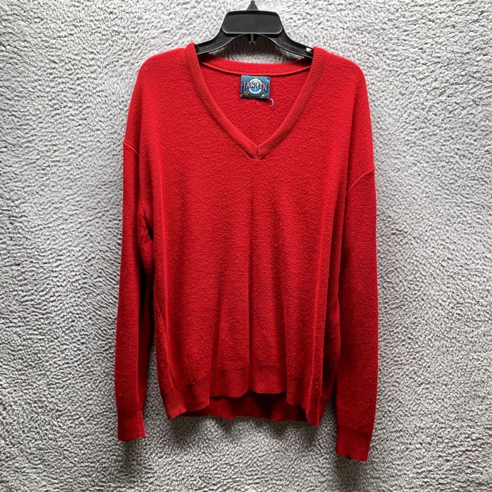 Jantzen VINTAGE Jantzen Sweater Mens XL Red Knit Acrylic V-Neck 80s Pullover Long Sleeve Knit 1A Size US XL / EU 56 / 4 - 2 Thumbnail
