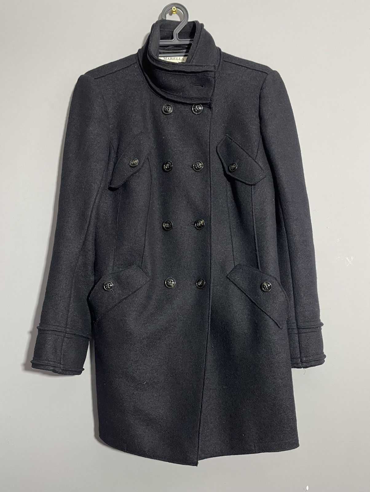 Marella Marella Black Double Breasted Wool coat Size M / US 6-8 / IT 42-44 - 1 Thumbnail