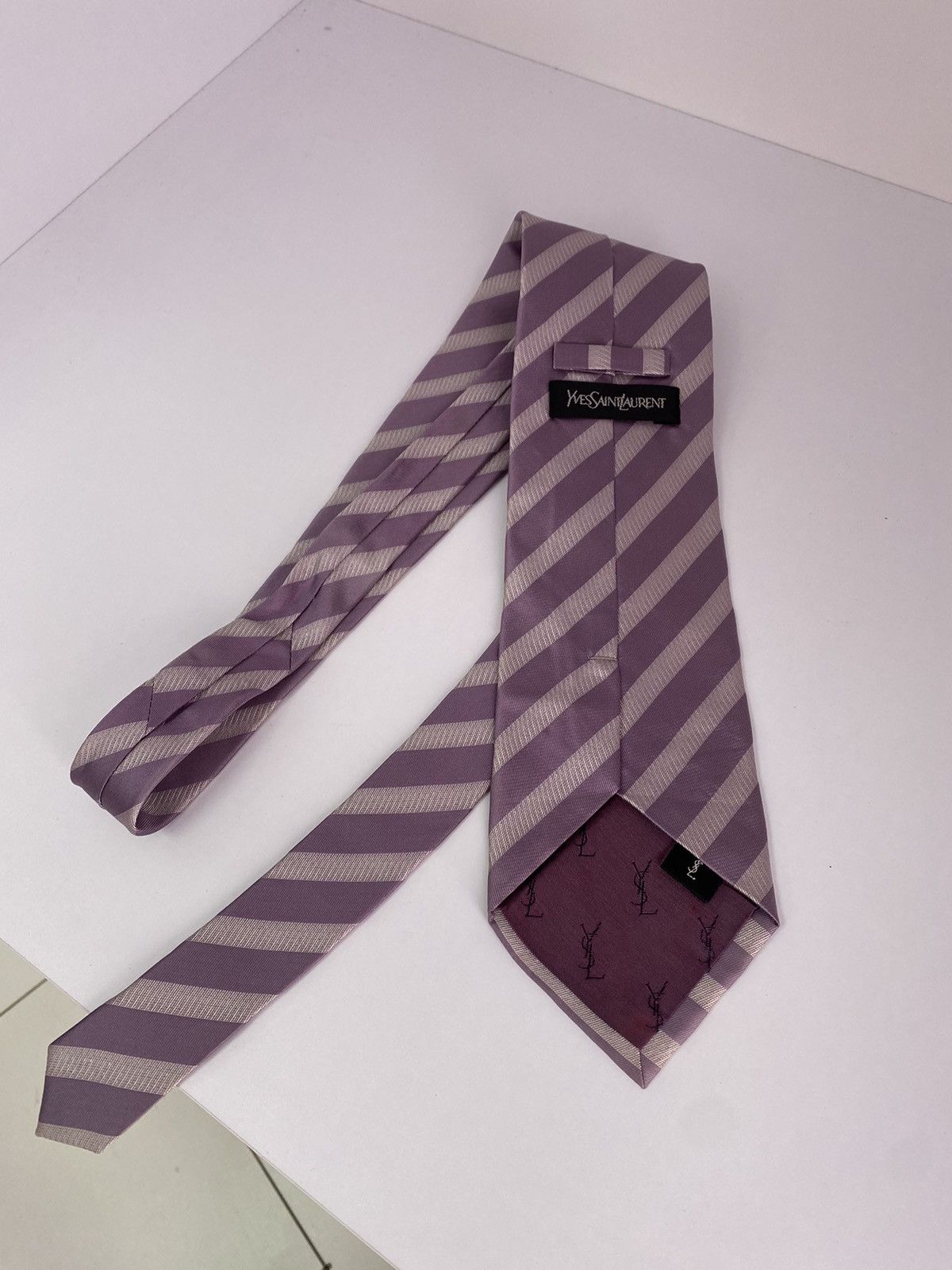 Vintage × Yves Saint Laurent Vintage Yves Saint Laurent Striped Tie Size ONE SIZE - 9 Thumbnail