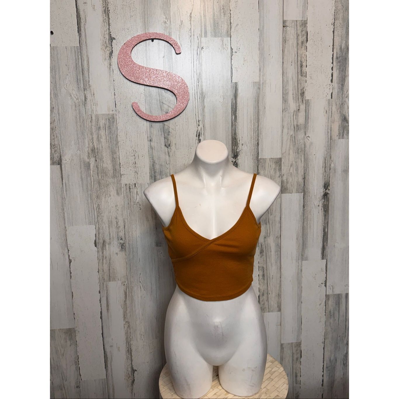 Other Bozzolo Mustard Ribbed Spaghetti Strap Crop Top Women’s Smal Size S / US 4 / IT 40 - 1 Thumbnail